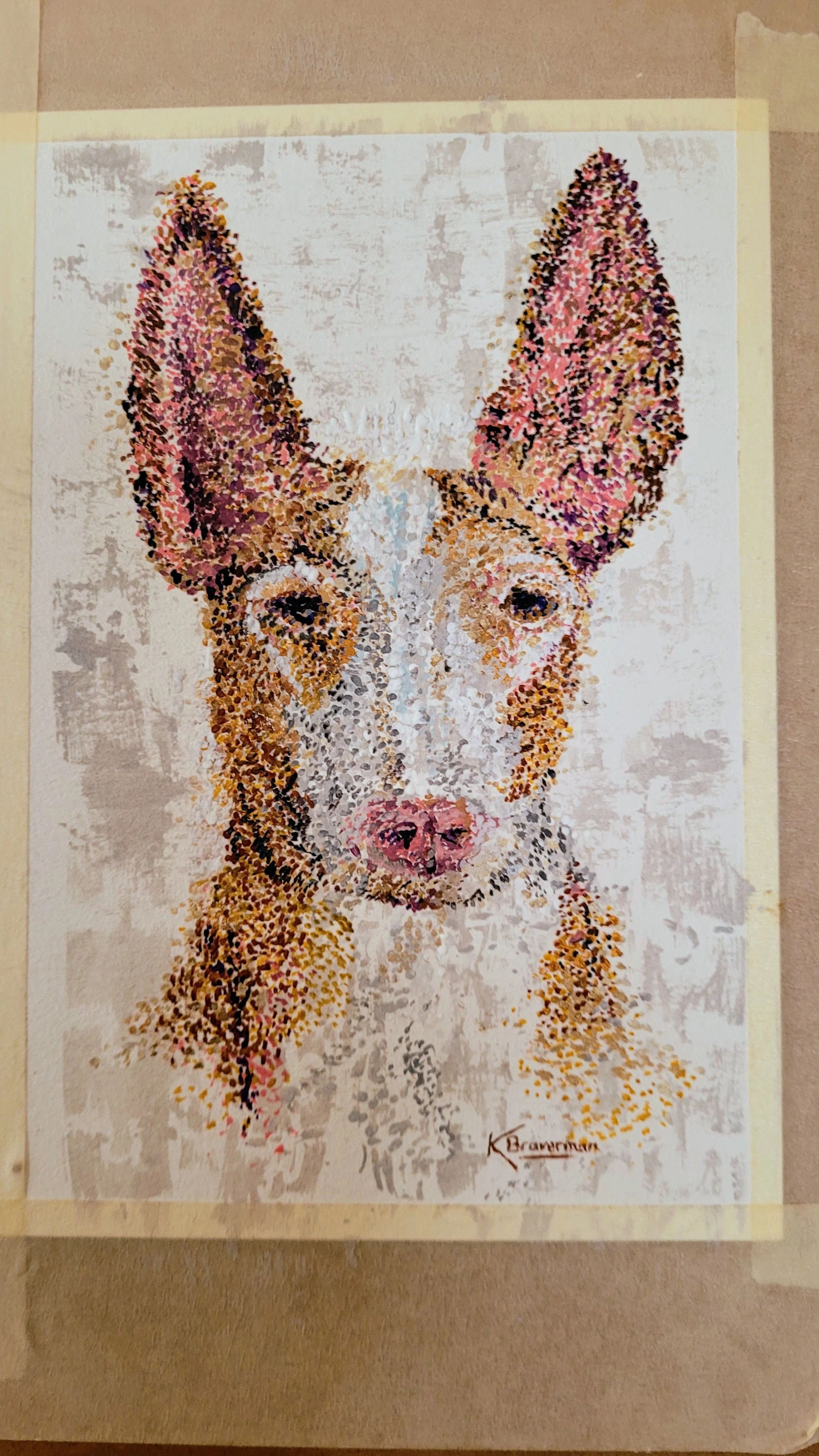 Ears; acrylic goauche on watercolor paper; not framed; $50 - postage/handling included in price