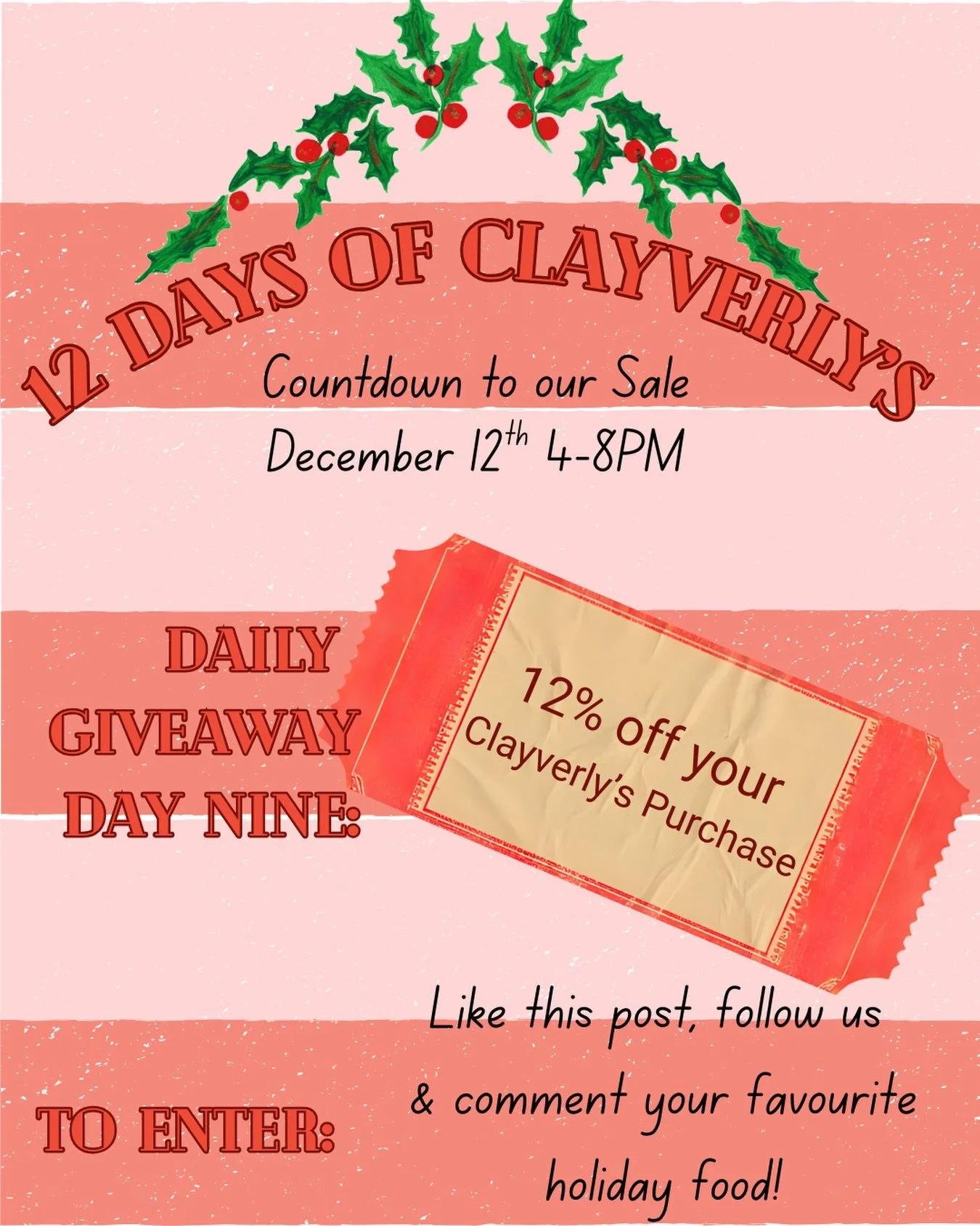 ❄️✨3 more days until our Winter sale and 4 chances to win ✨❄️
Today&rsquo;s prize is 12% off at Clayverly&rsquo;s winter sale or take away clay kit! 

Today&rsquo;s entry is a little different! Make sure you&rsquo;re following @clayverlys, like this 