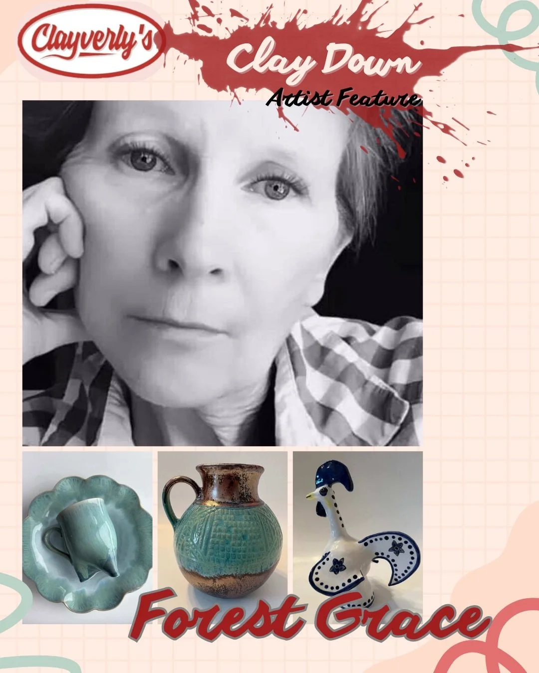 The Claydown exhibition is on now until May 16th at Good Atlas in North Bay, and I&rsquo;d love for you to get to know our artists. 

Introducing Forest Grace: My name is Forest Grace. I&rsquo;ve been working with clay since late 2019 and am predomin
