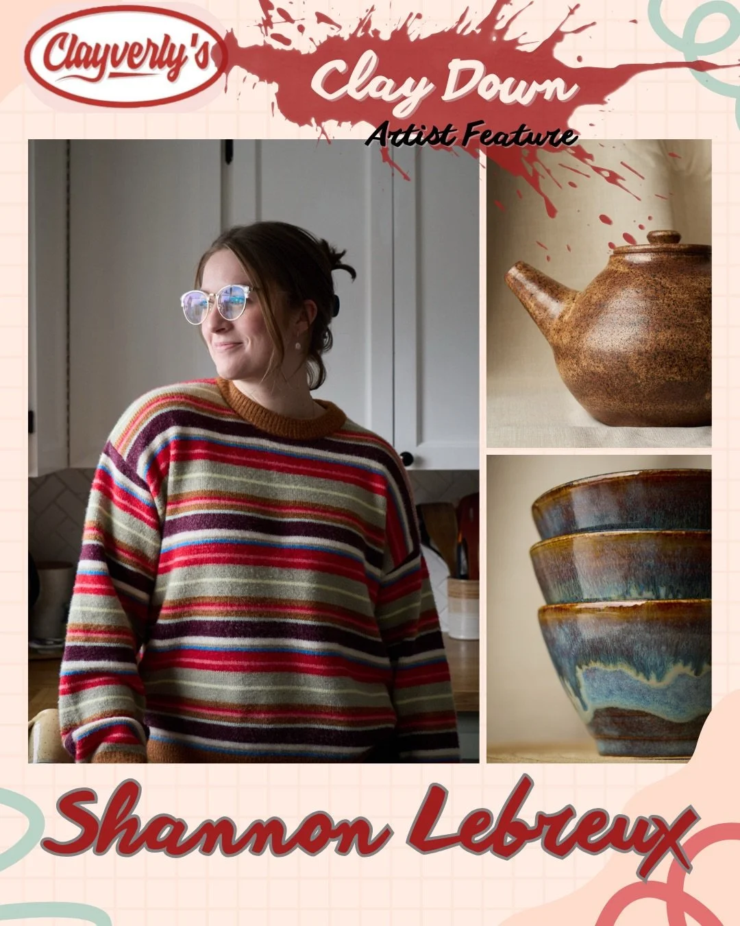 The Claydown exhibition is on until May 16th, with the reception happening tonight at 5:00! Good Atlas North Bay!
Find Shannon, one of our artists, there AND at the makers market tomorrow in callander