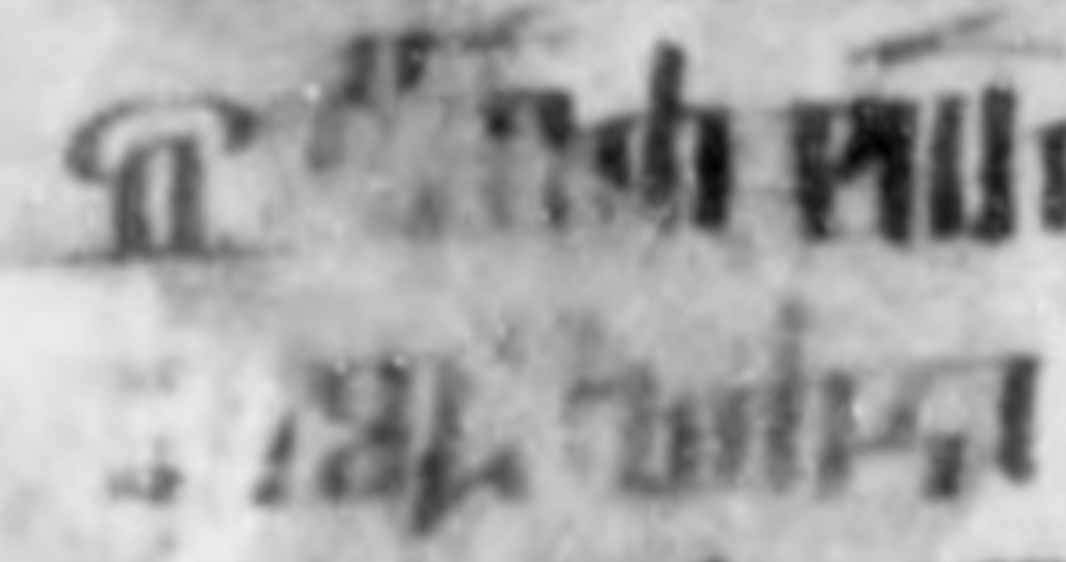 Image 4 A smudge in the manuscript, with the words  Sl͡va  (‘Glory’, above) and  dohdakъ  (‘wage’, below) partially erased 