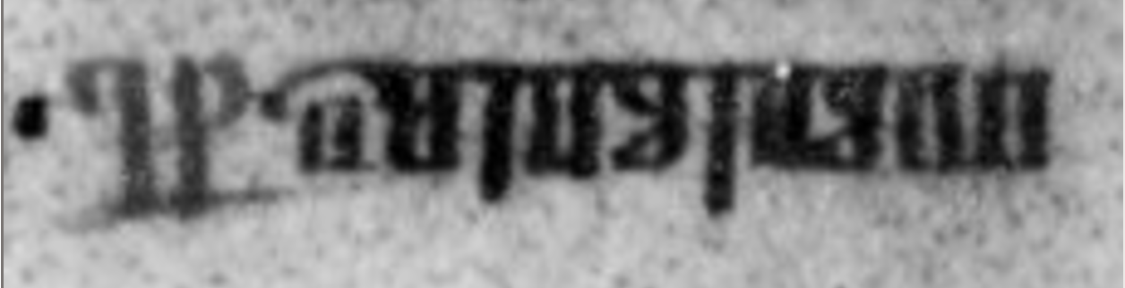 Image 3  One of the few obvious capitals, a V (Ⰲ) that is slightly larger and lighter in color, in the phrase  Vsipopov/e  (‘all priest/s’) 