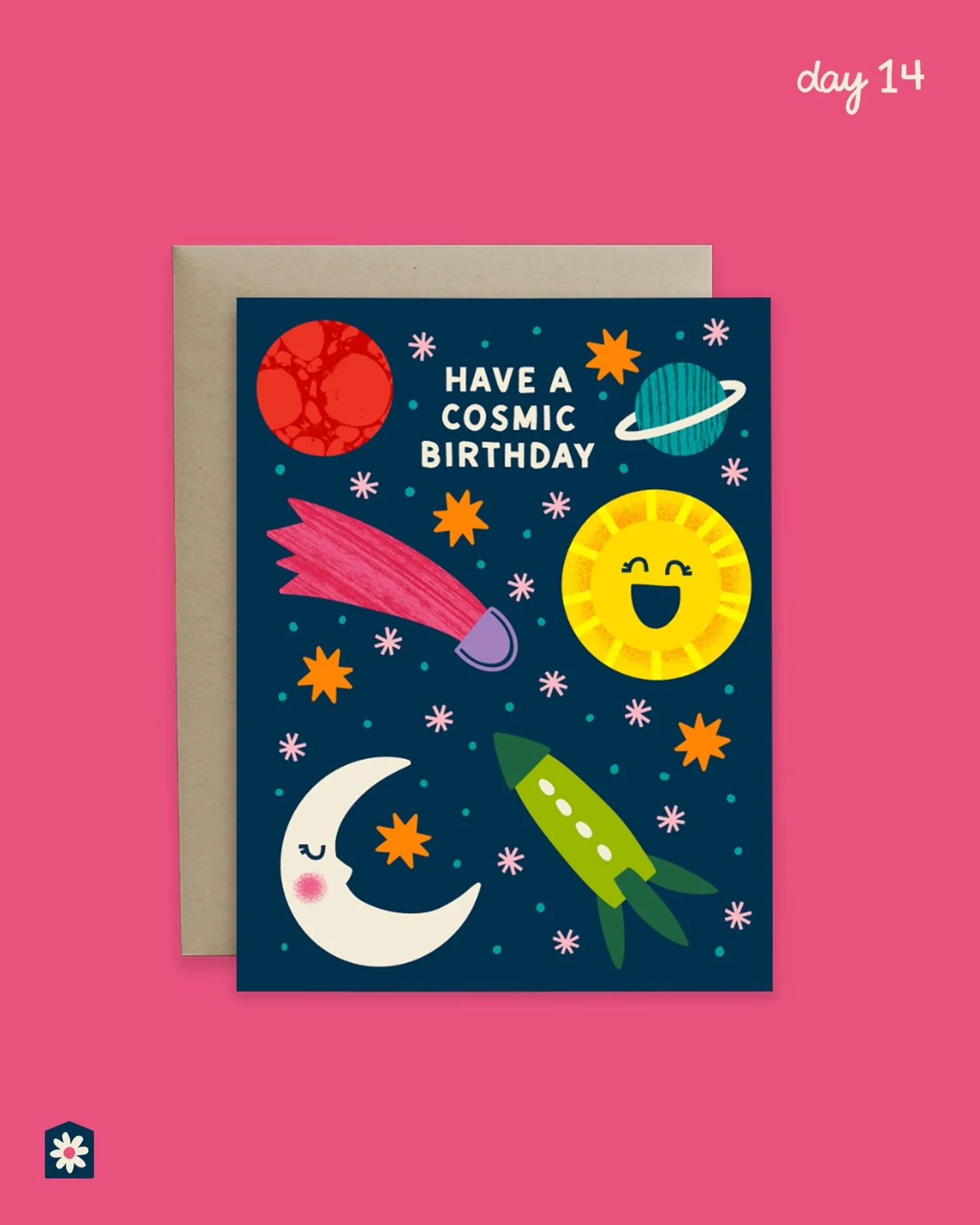 The sky and all things celestial feel just as much a part of nature to me as anything growing from the ground. I was looking up the other night and couldn&rsquo;t resist turning my little celestial pattern into a birthday card - I love giving these c