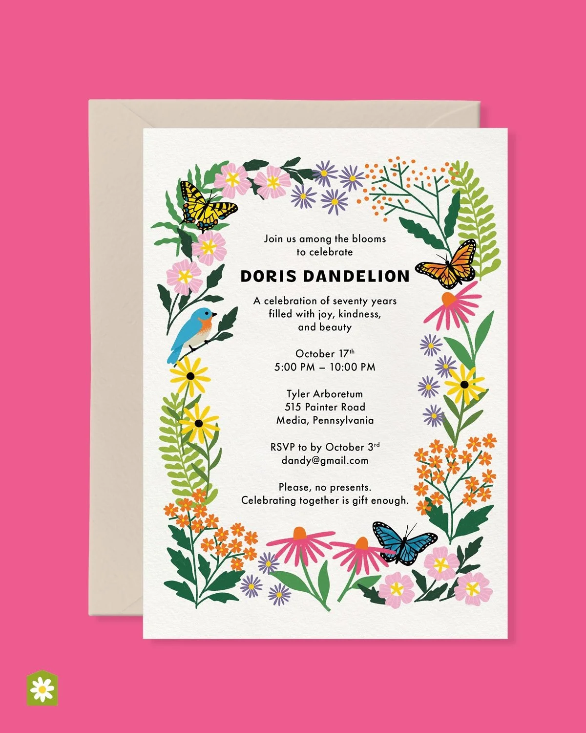 One of my favorite things I&rsquo;ve made this year 🌼 Featuring all the lovely butterflies, flowers, and ferns of the Delaware Valley. 

Love making invitations for the most special people. 
Not the final final, but one of my favs. 

Names/ location
