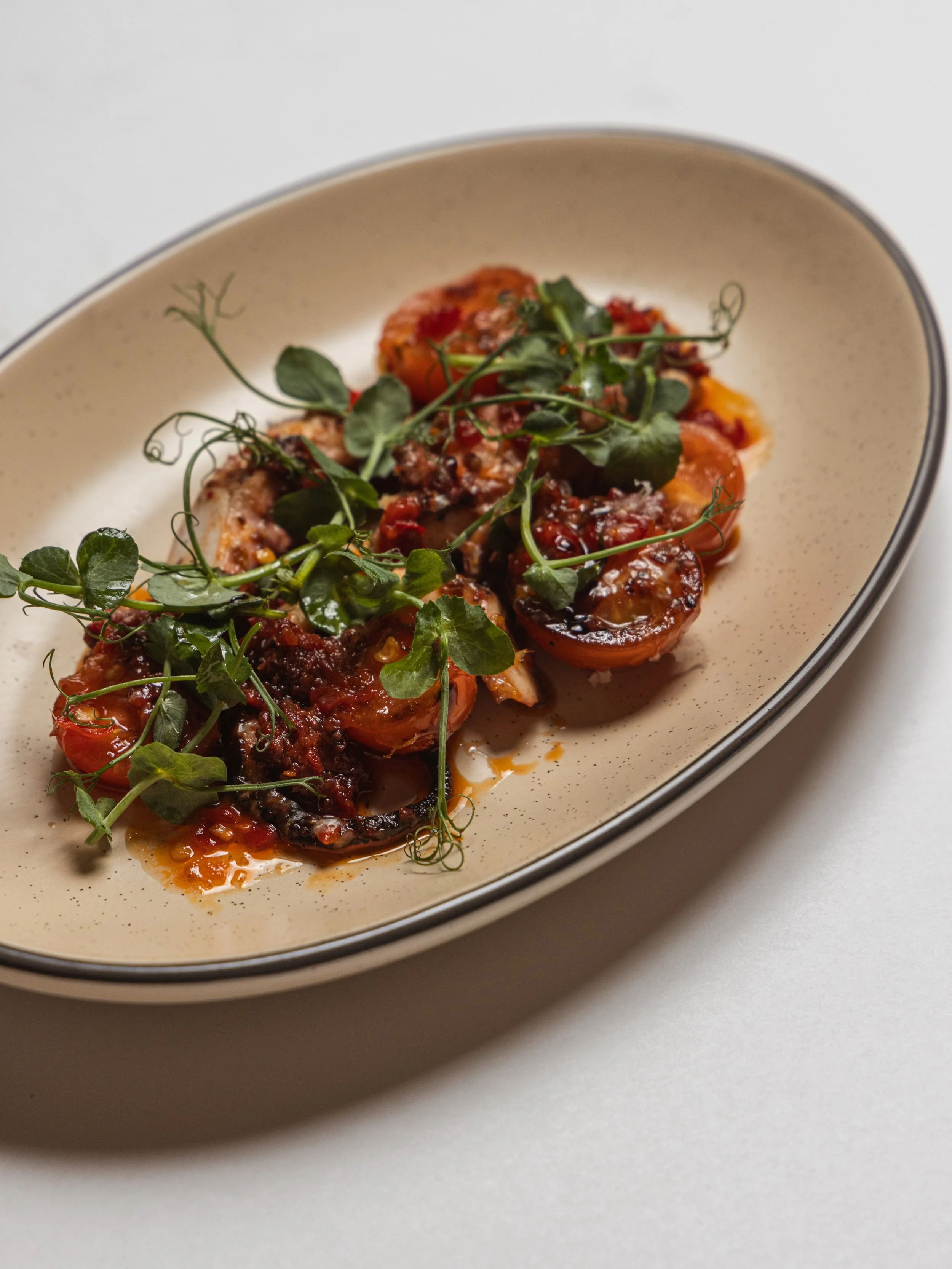 Grilled Octopus 🐙
Sundried tomato, Calabrian chili, and Kalamata olives&mdash;bold, briny, and perfect with a cocktail.

#DomodomoHawaii #GrilledOctopus #HawaiiEats #HonoluluDining #AlaMoana