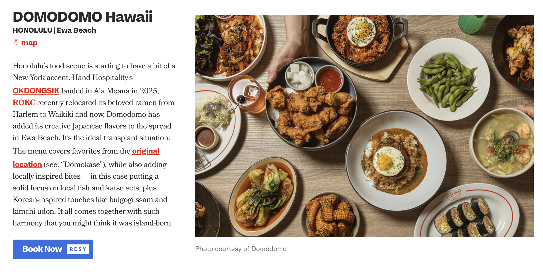 A variety of Asian dishes including fried chicken, kimchi, ramen, edamame, sushi rolls, and rice bowls arranged on a wooden table.