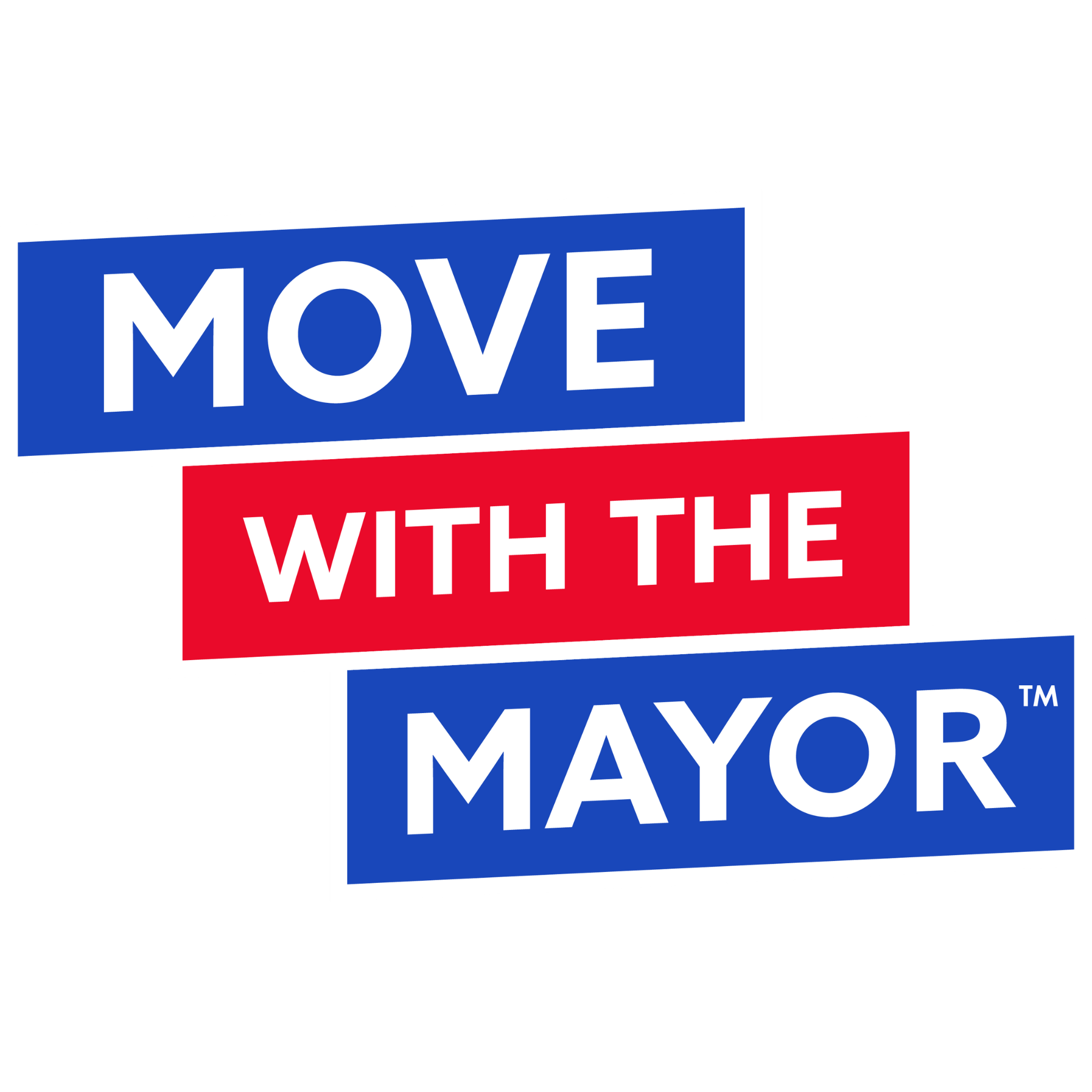 Vote with the words "MOVE" in a blue rectangle and "WITH THE" in a red rectangle, both in white text.