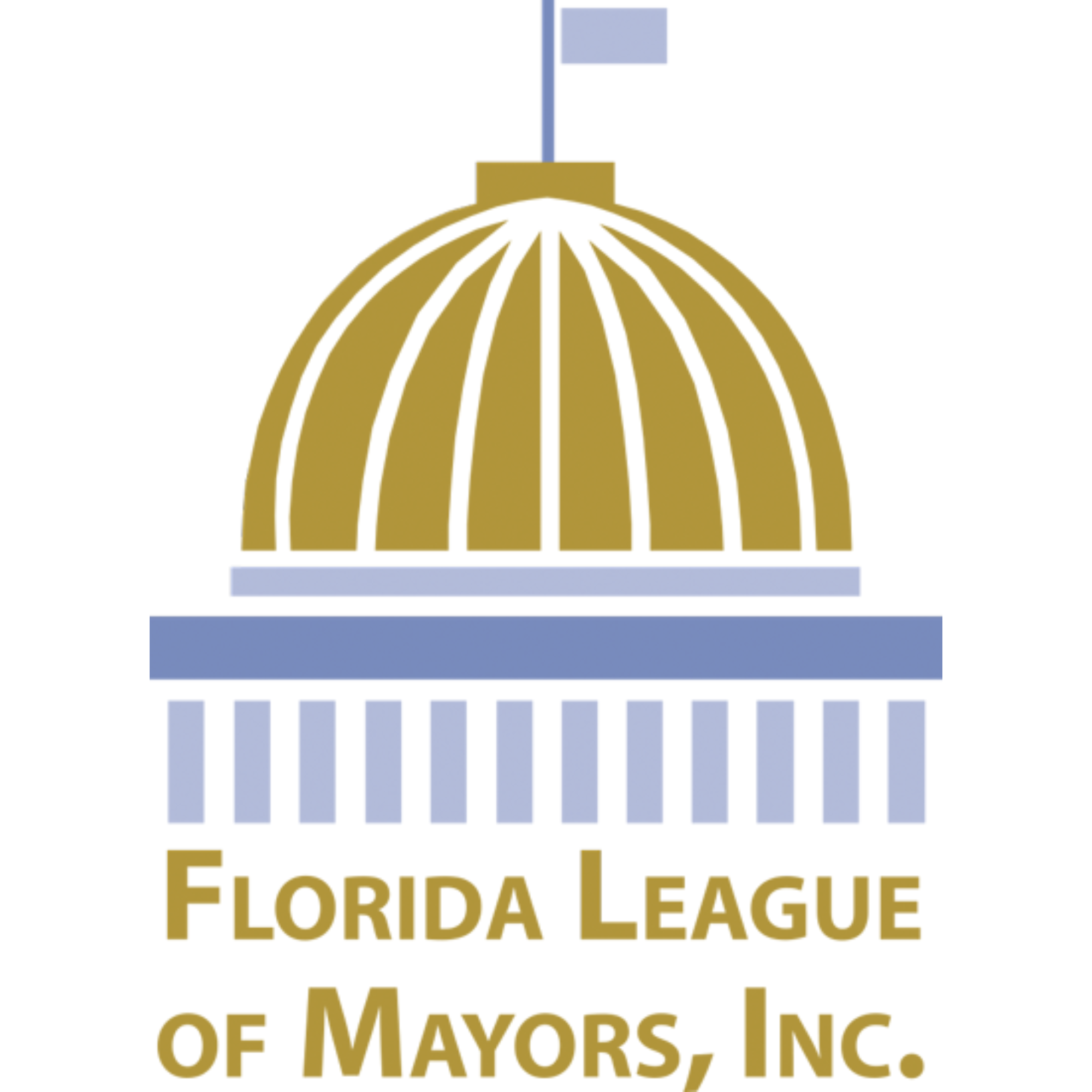 Logo of Florida League of Mayors, Inc. featuring a stylized eagle and a flag on a pole.