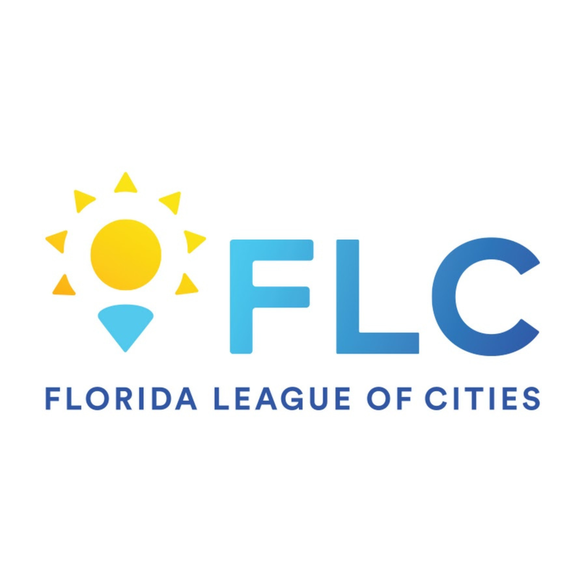 The logo of the Florida League of Cities features a yellow sun with rays and the text 'FLORIDA LEAGUE OF CITIES' in blue.