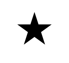 Black five-pointed star on a white background