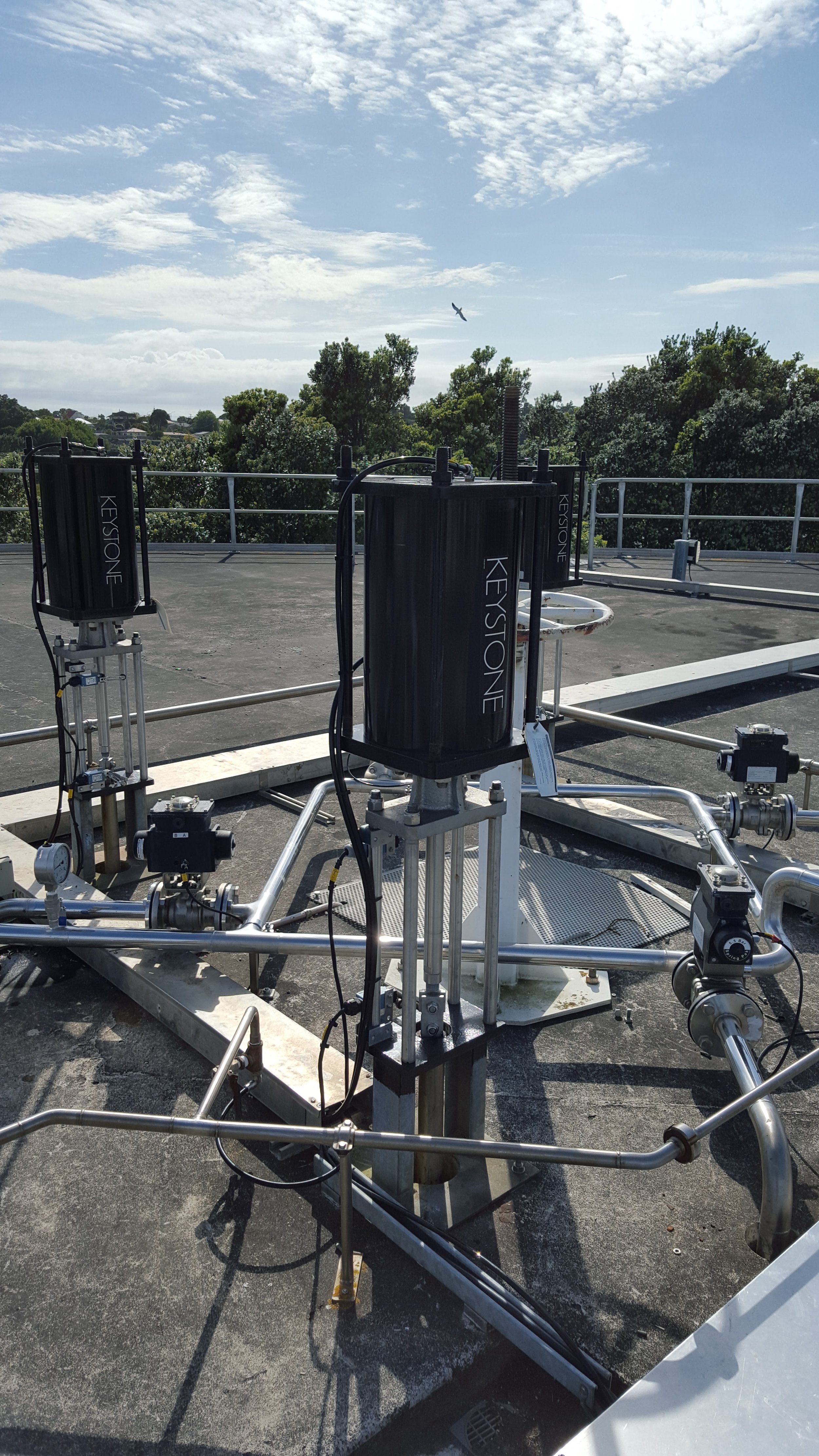 Waitara Wastewater Transfer Pump Station Keystone Air Actuated Knife Gate Valves on holding tanks.