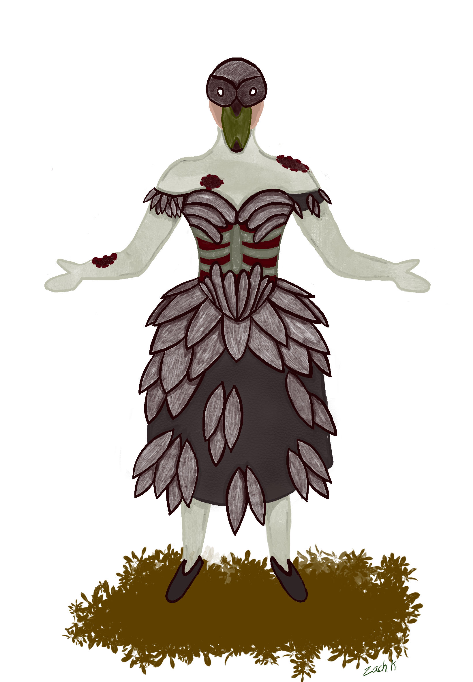 inspired by a fake movie script written by a friend this design resembles a rotting or molting swan