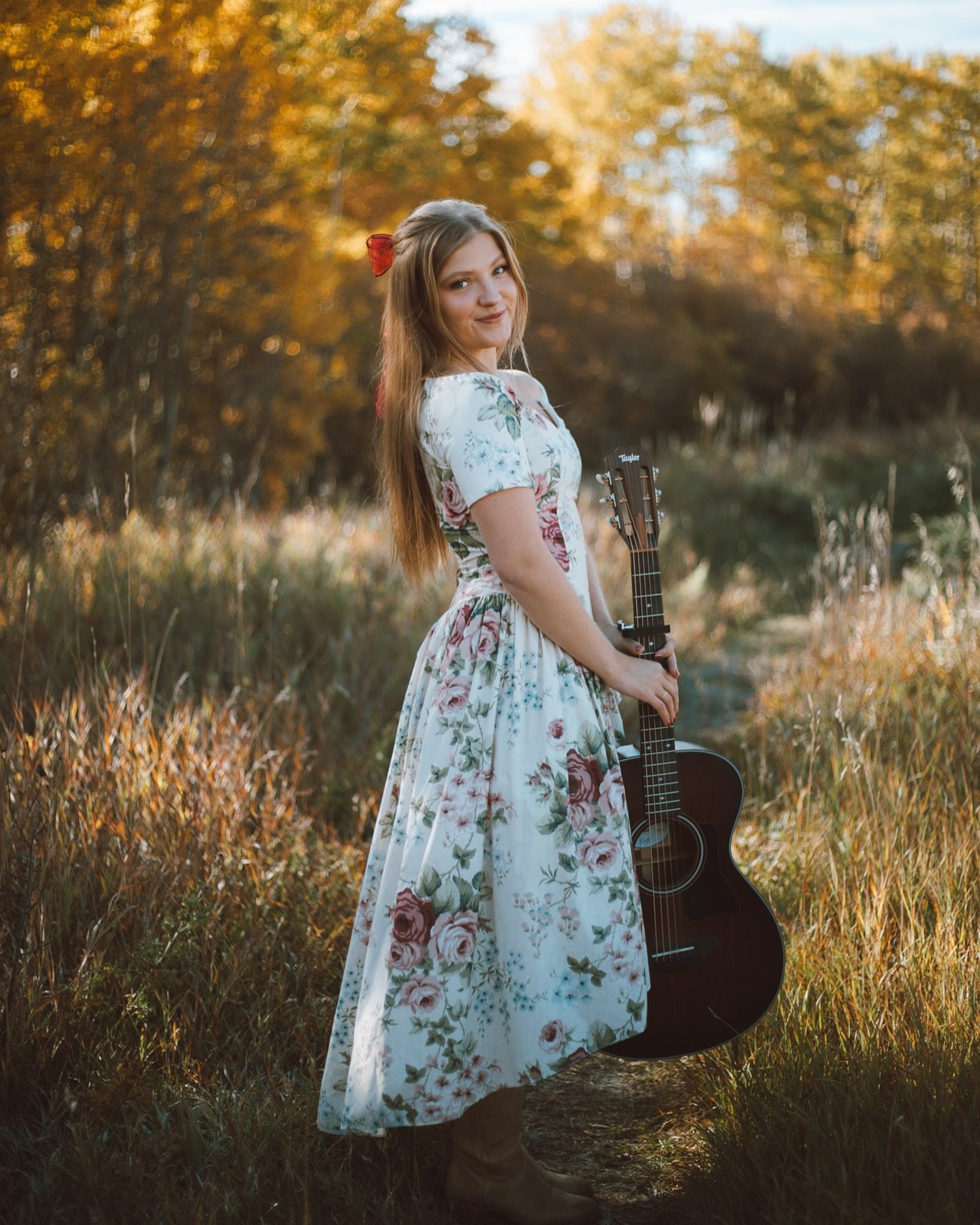 frolicking in cowboy boots and a bridesmaids dress from my parents wedding is a morning well spent shooting the sugarcoat visualizer 🤎