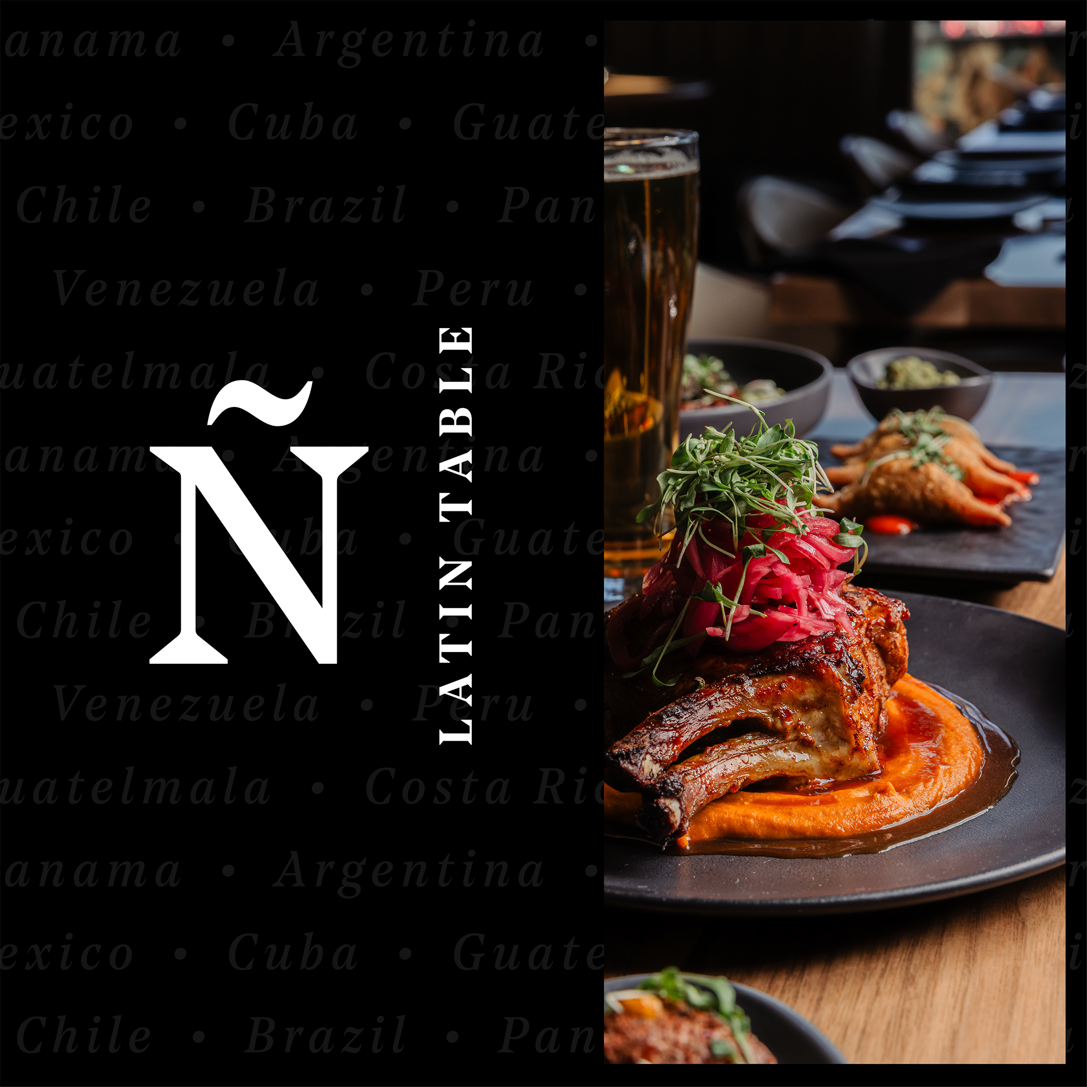 Ñ Latin Table Logo and Food Photo