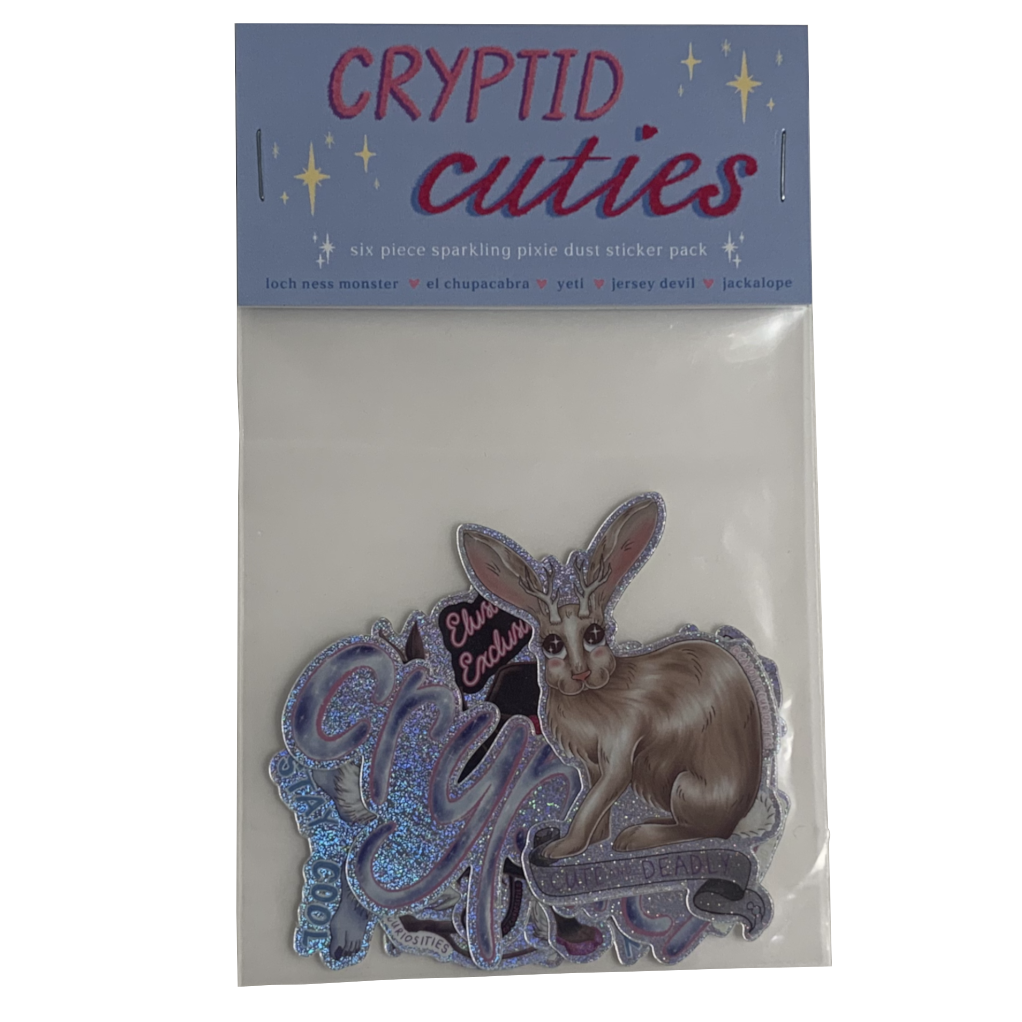 Cryptid Cuties - Six Piece Sparkling Pixie Dust Sticker Pack