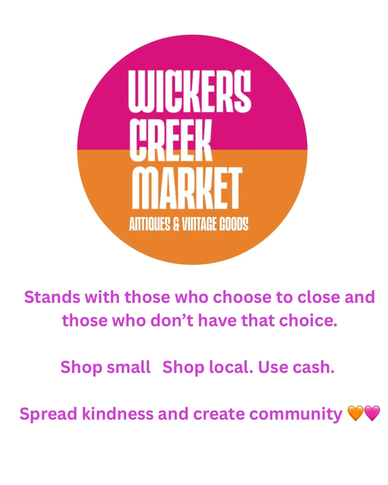 We at Wickers Creek Market support today&rsquo;s National Strike and broad economic blackout in protest of ICE activity and the killings of Alex Pretti and Renee Good. 

If you must shop today, we ask that you please support a small, local business, 