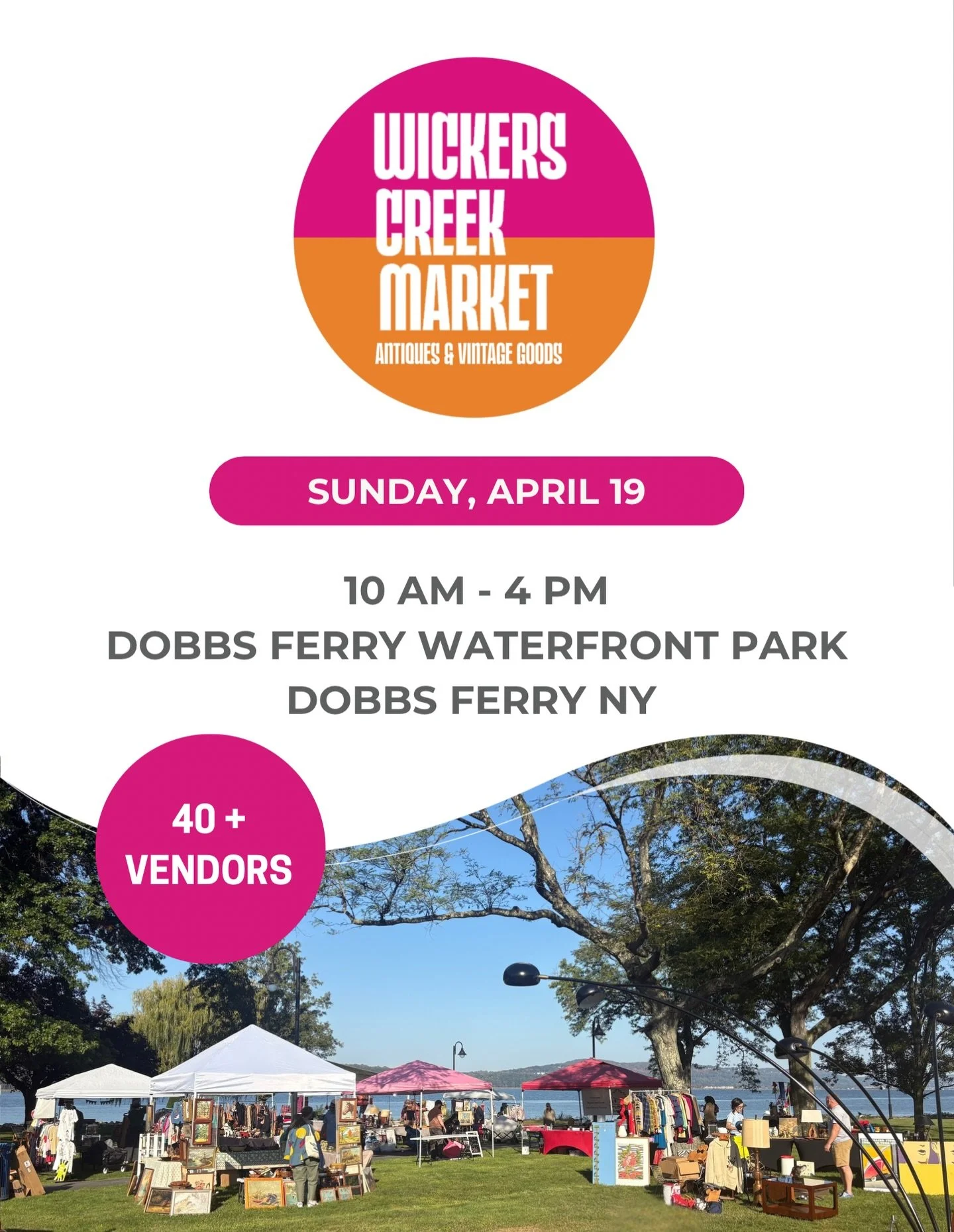 Just 63 days until Season Two of WCM at the Dobbs Ferry Waterfront Park!  Who&rsquo;s excited?

If you&rsquo;re new here&rsquo;s what to expect:
&bull; 40+ curated vintage + antique vendors
&bull;Food trucks, and the best coffee
&bull;Live music + fa