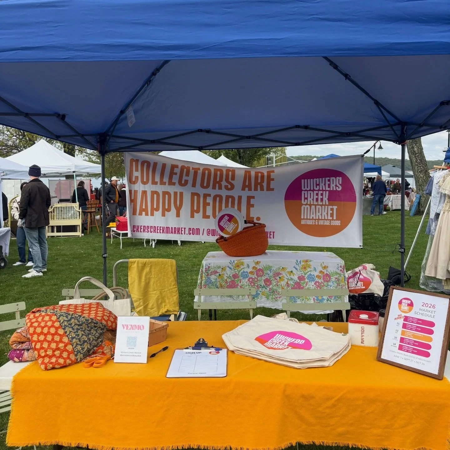 The WCM crew is here and brought the color! It is a lovely spring Sunday. Come by and find something unique! Enjoy some yummy bites! We can&rsquo;t wait to see you.

#wickerscreekmarket #buysecondhand #dobbsferry