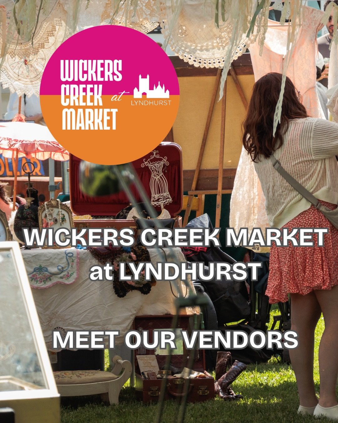 Wickers Creek Market and Lyndhurst Mansion welcome 

Farfalla Vintage
Blank Slate Greetings
Mourning Flora
AK Vintage
Live Love &amp; Upcycle 

to WCM at Lyndhurst on
Sunday, July 12 &bull; 9 AM - 2 PM
LYNDHURST MANSION

$5 tickets sold on lyndhurst.