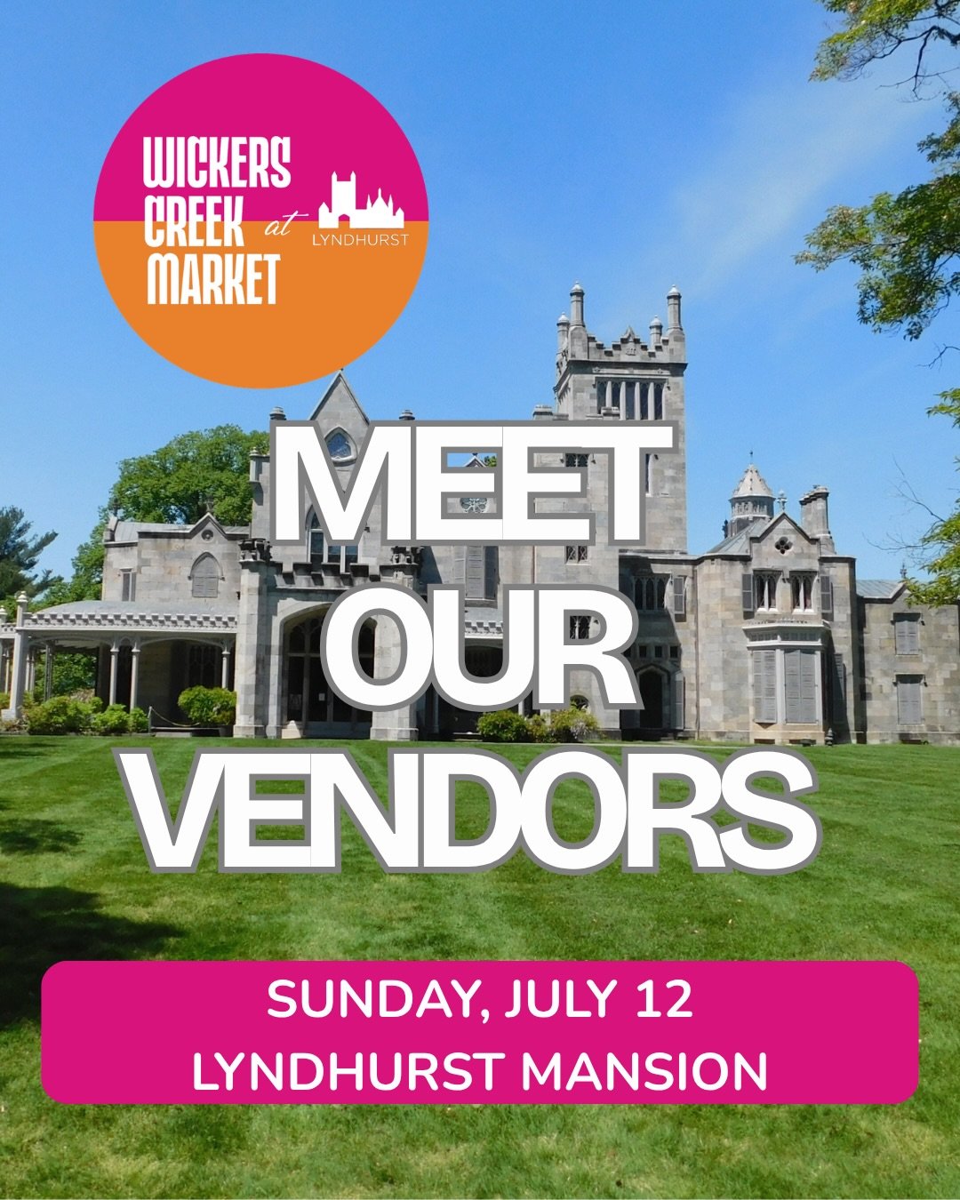 Meet the vendors of WCM at Lyndhurst. 

Vintage &amp; antiques, art &amp; collectibles from some of the best dealers in the Northeast, all gathered on the beautiful Greenhouse Lawn for an unforgettable summer market.

Sunday, July 12 9 AM - 2 PM

$5 