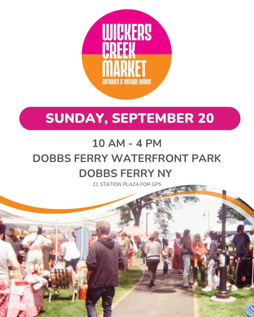 The vintage market everyone&rsquo;s talking about 🧡🩷

Wickers Creek Market
Sunday, September 20 &bull; 10&ndash;4
Dobbs Ferry Waterfront Park

Spend the day treasure hunting Westchester&rsquo;s favorite vintage market 🩷🧡 Curated antiques, vintage