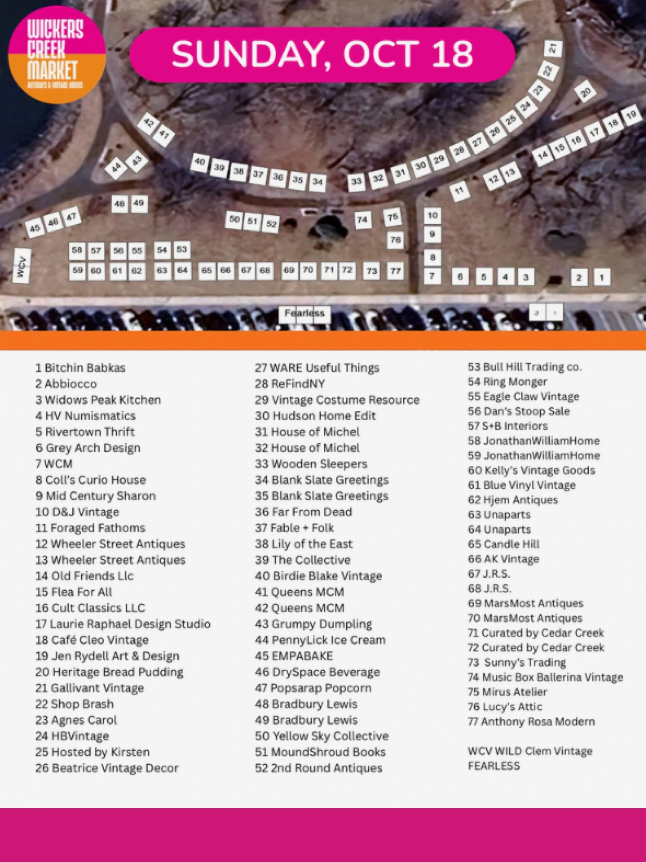 THE BIGGEST WCM YET! 🧡🩷

65+ vendors .. a whole lot of vintage, so many antiques, a million collectibles, all the fashion and tons of art waiting to be found along the Hudson.

Start plotting your route, grab a friend, and come early!

See you in t