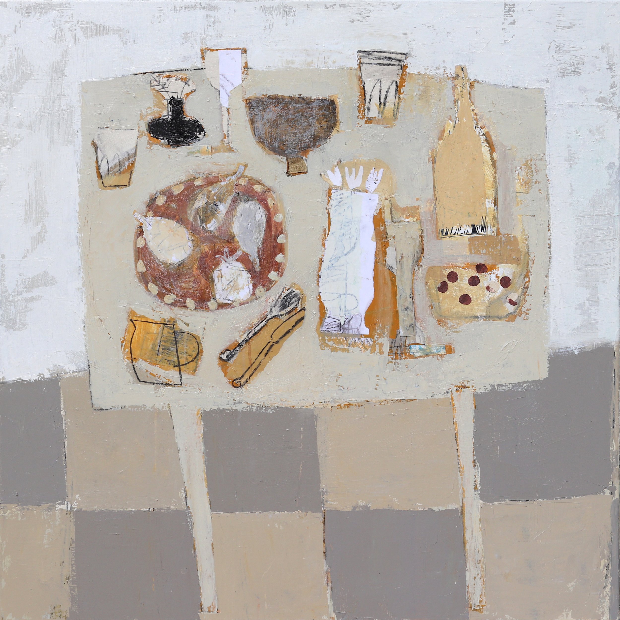 Early Summer Table - 100 x 100cm - Acrylic on Linen - 🔴 the Rutland Gallery.