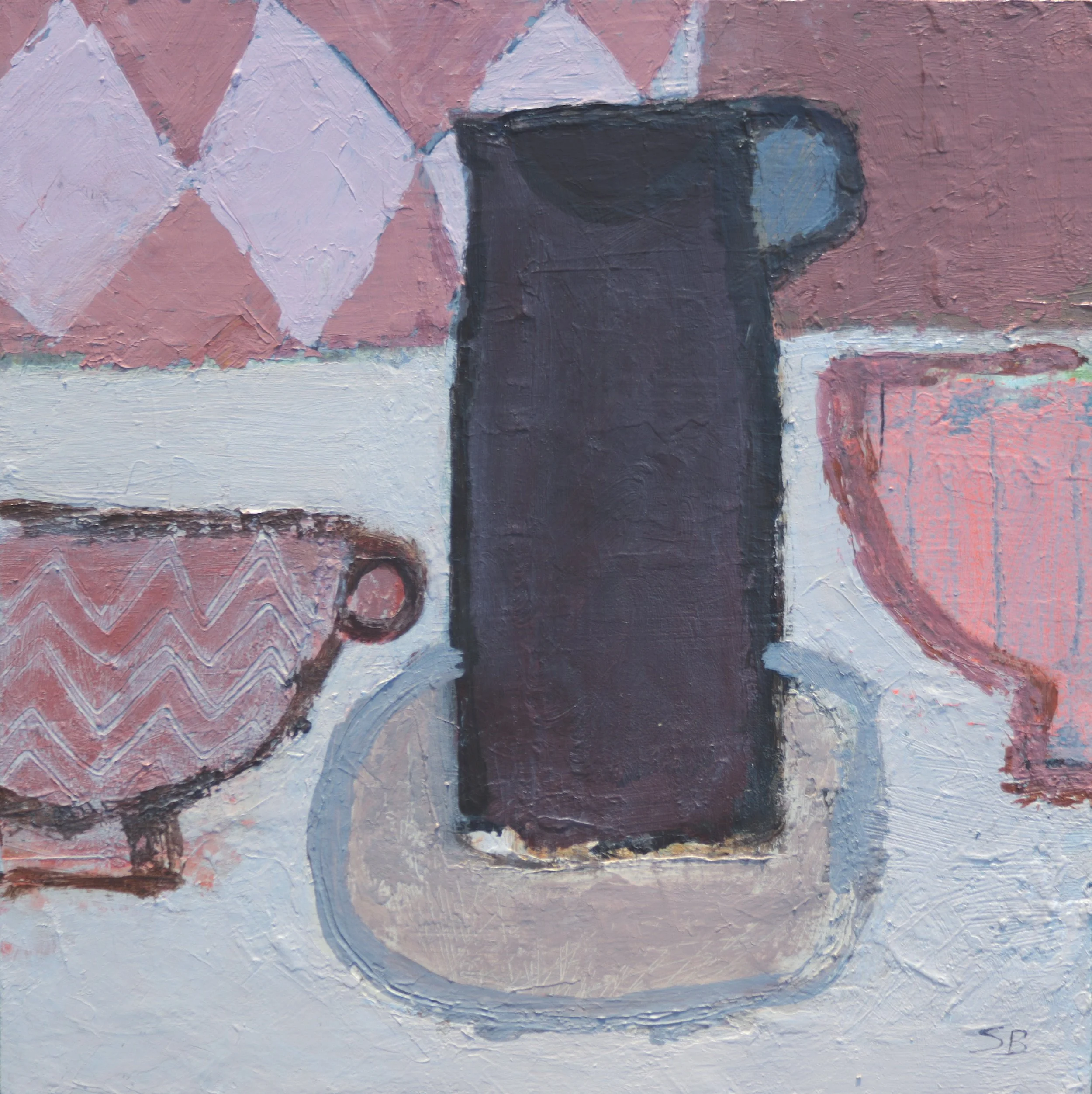 Cup, Jug and Bowl - 25 x 25cm - Acrylic on wooden panel -  🔴 Thompson`s Gallery Alderburgh