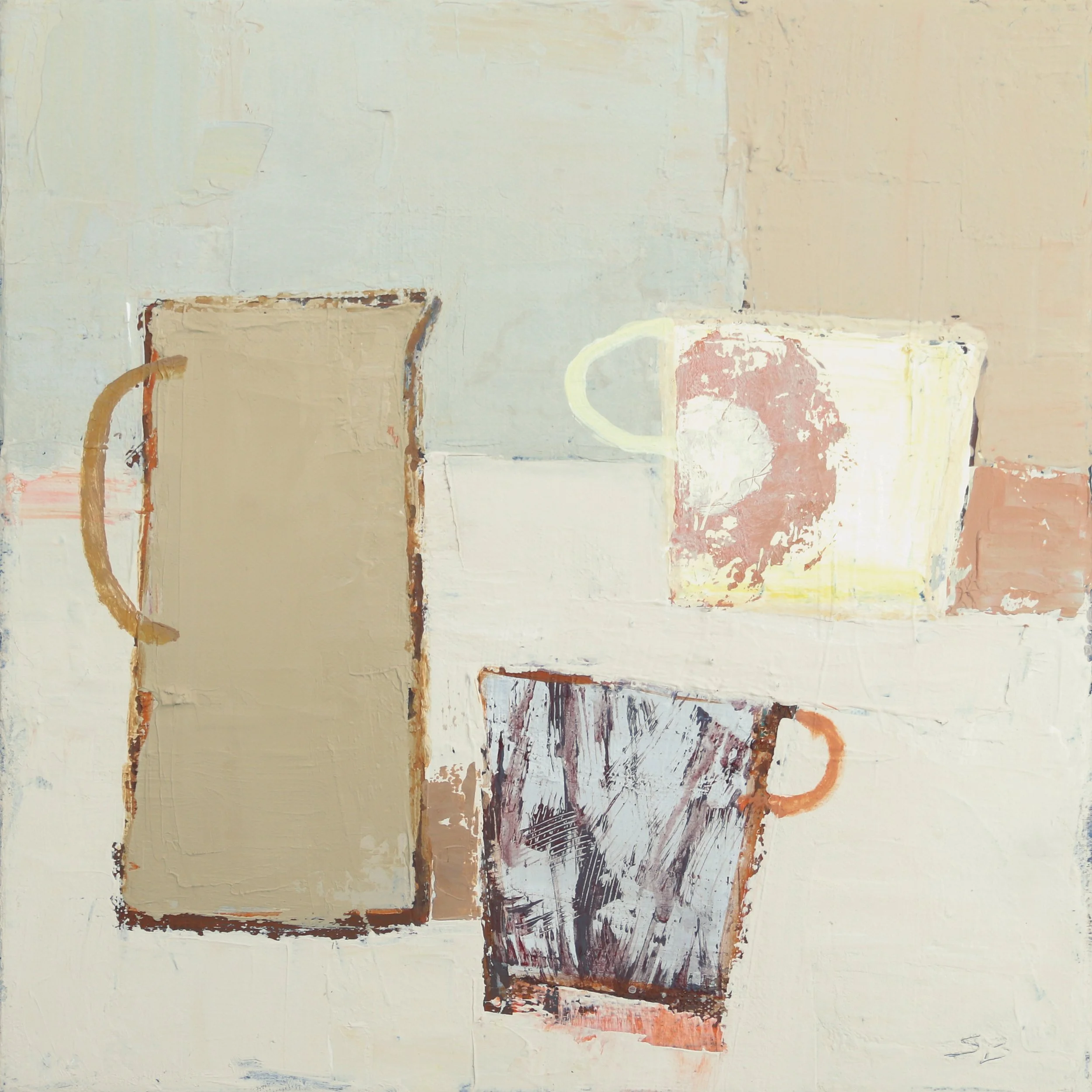 Studio, Midsummer - 30 x 30cm - Acrylic on Linen - Available from The Jerram Gallery
