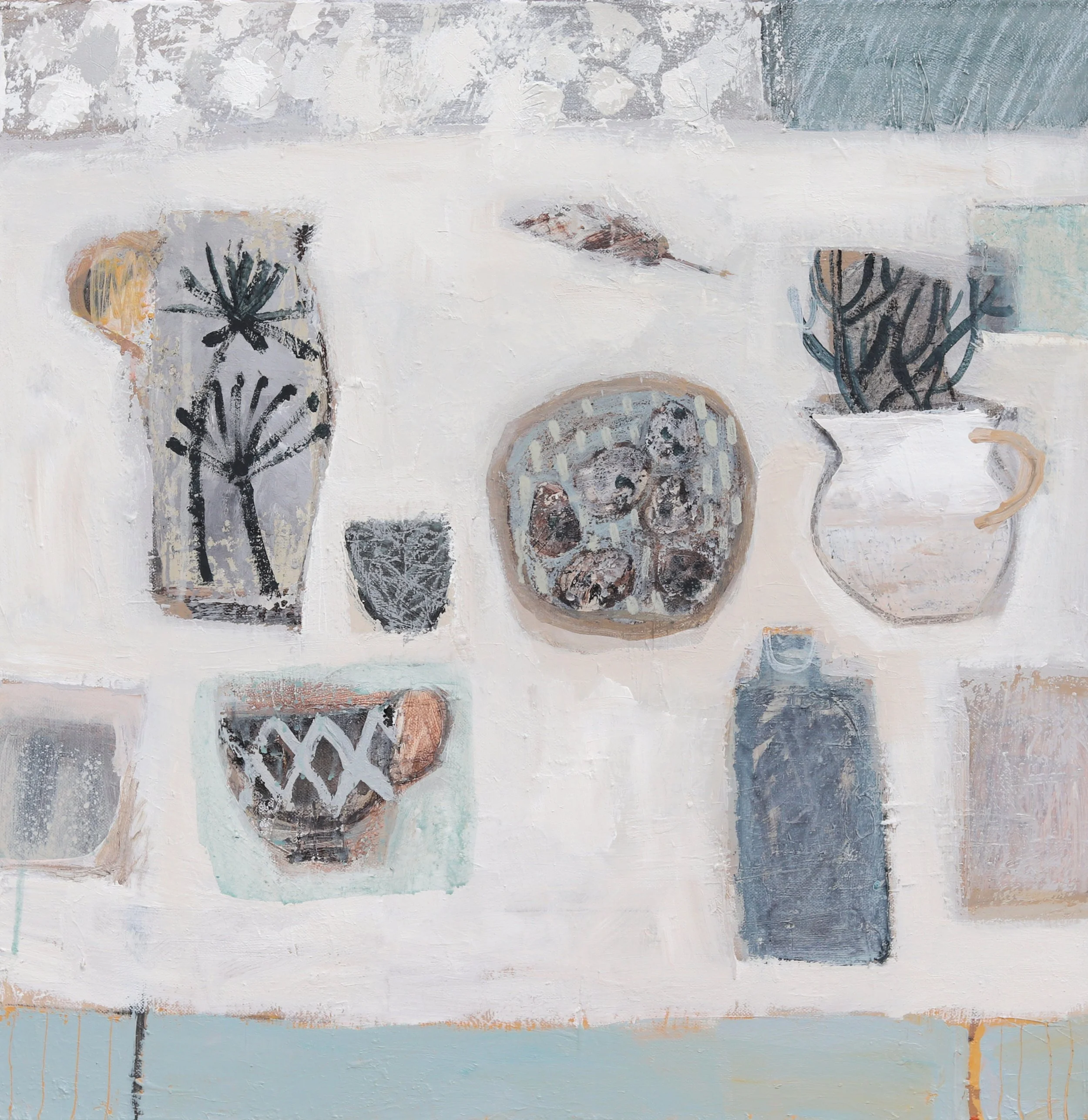 Winter`s touch - 60 x 60cm - Mixed media on canvas -  available from Thompson`s Gallery Alderburgh