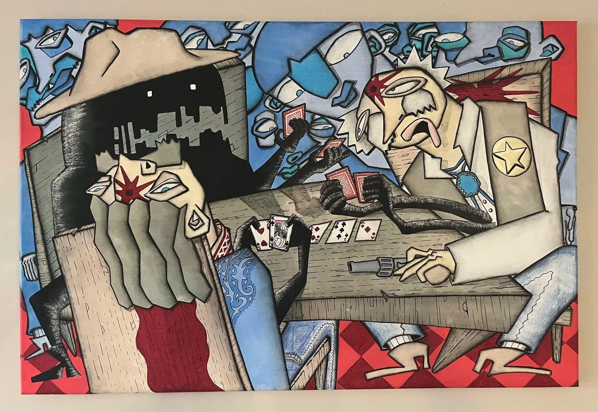 Acrylic, Ink, Colored Pencil, Pastel on Canvas
24 x 36 inches