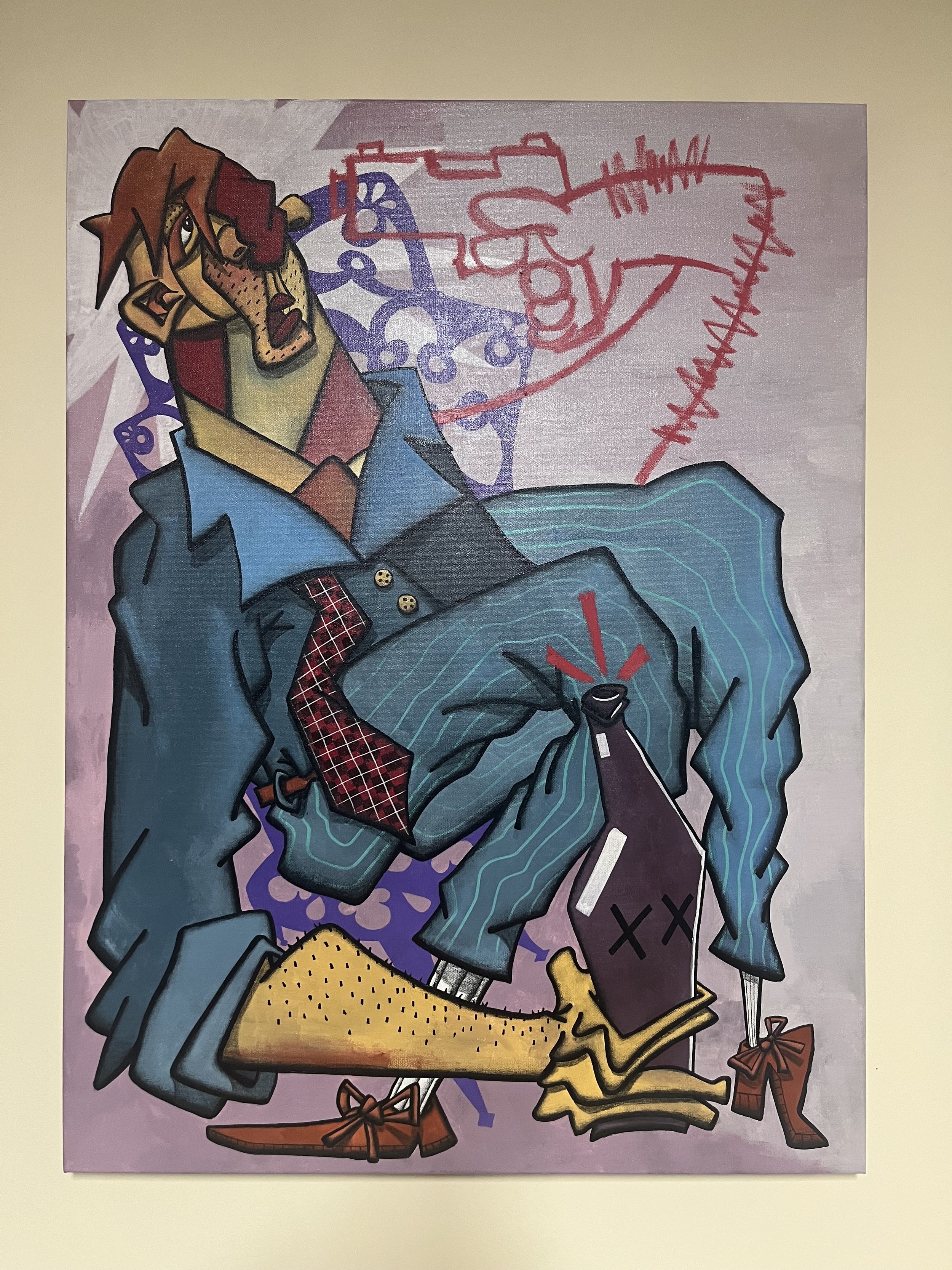 Acrylic, Colored Pencil, Oil Pastel on Canvas
30 x 40 inches