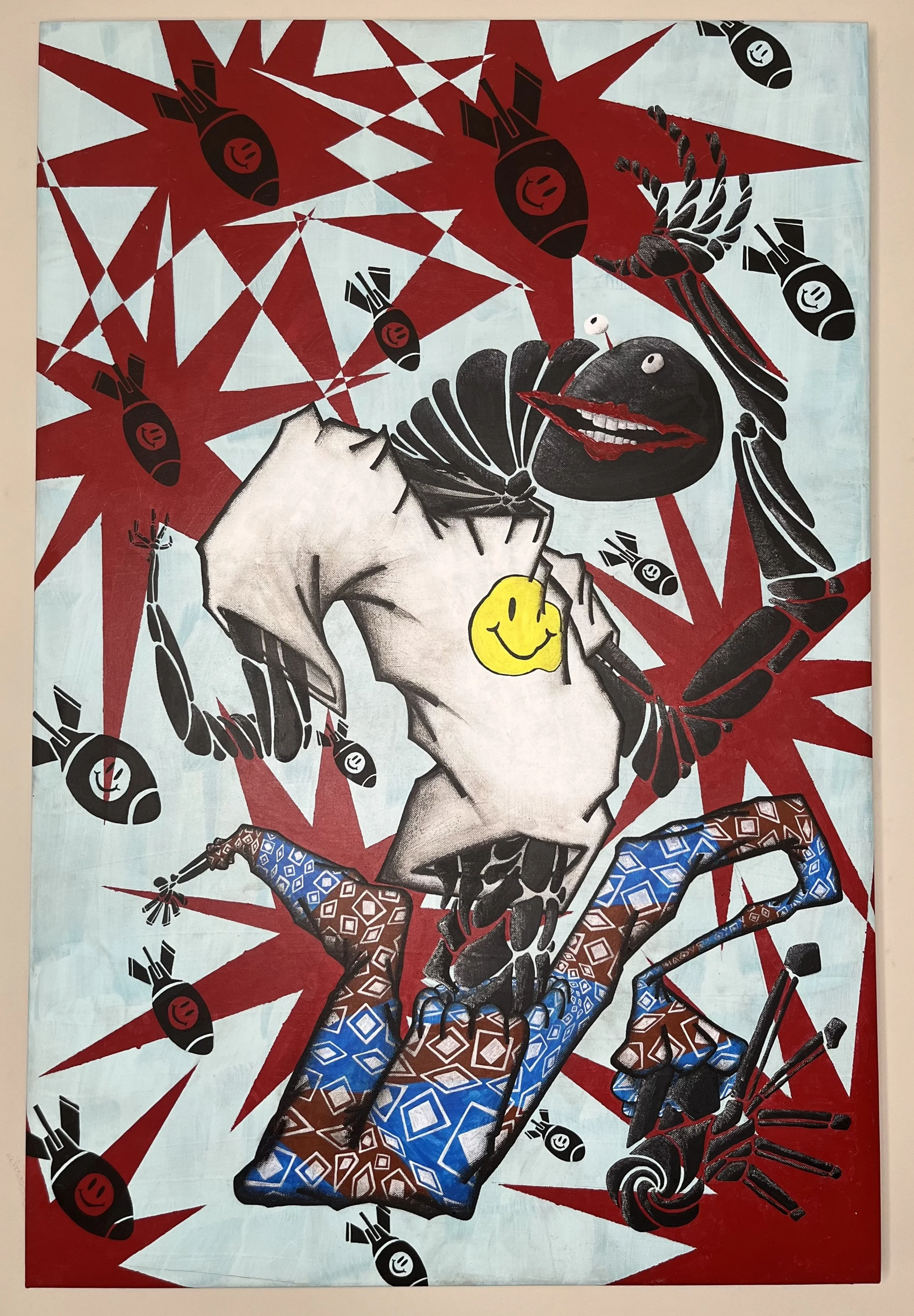 Acrylic, Colored Pencil, and Oil Pastel on Canvas
24 x 36 inches