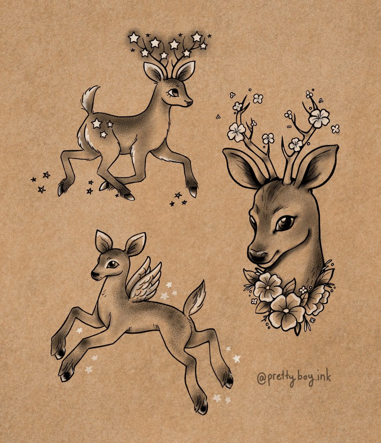 Oh deer! 🦌 

New flash $150-200 depending on size and placement, follow my link in bio to book! 

Message me if you have any questions about color or alterations :) 

#Portlandtattoo #queertattoo #transartist