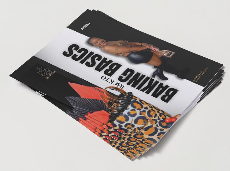 Stack of promotional flyers featuring Tanisha Hargrove in a black dress and various fashion items with bold text reading "BANGING BASS" and "FEAT. TO"