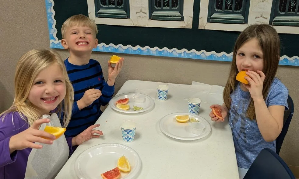 It&rsquo;s citrus season! Our Creative Adventures class sampled these four citrus while learning about God&rsquo;s Faithfulness for their monthly fruit of the spirit theme. Any guesses as to whether the students preferred the sweetened (sprinkled wit