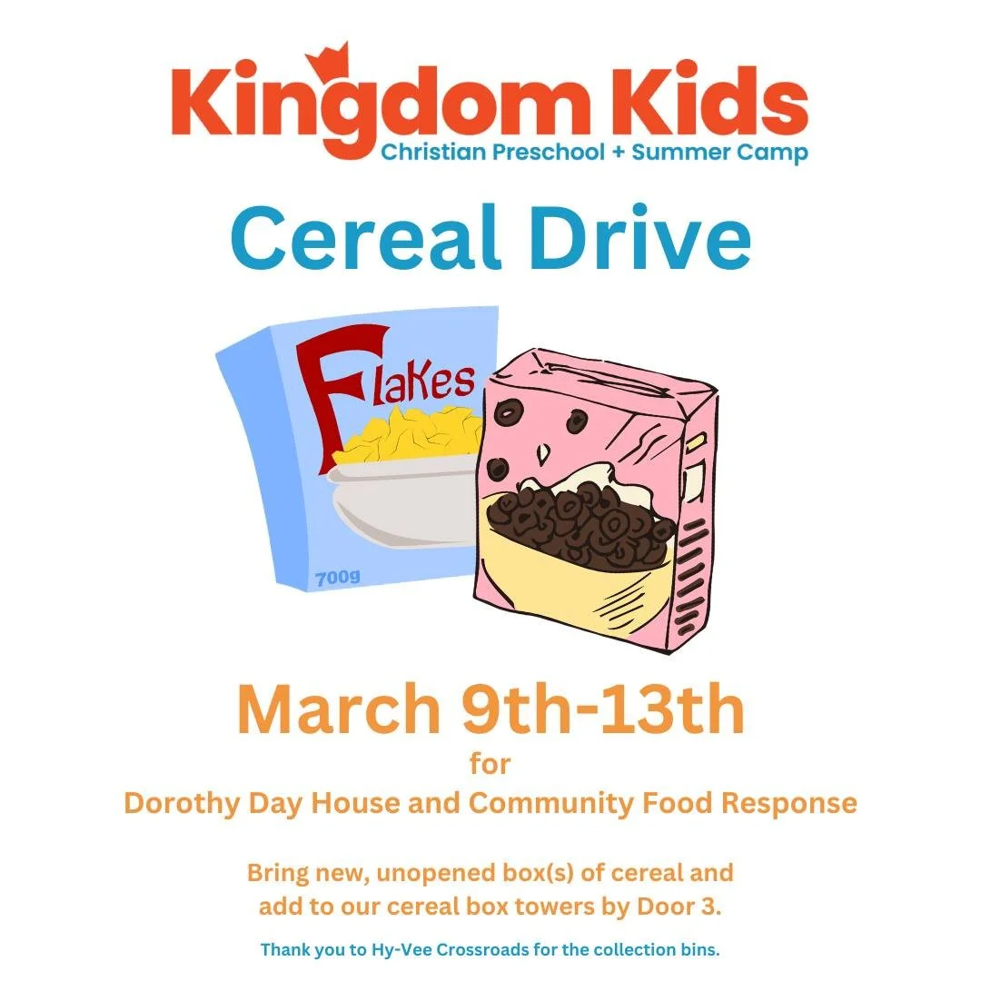 Join us in our annual cereal drive, where our students &amp; staff get to practice sacrificial giving of a favorite item to help someone else. Send your student with a box (or more) any time this week!