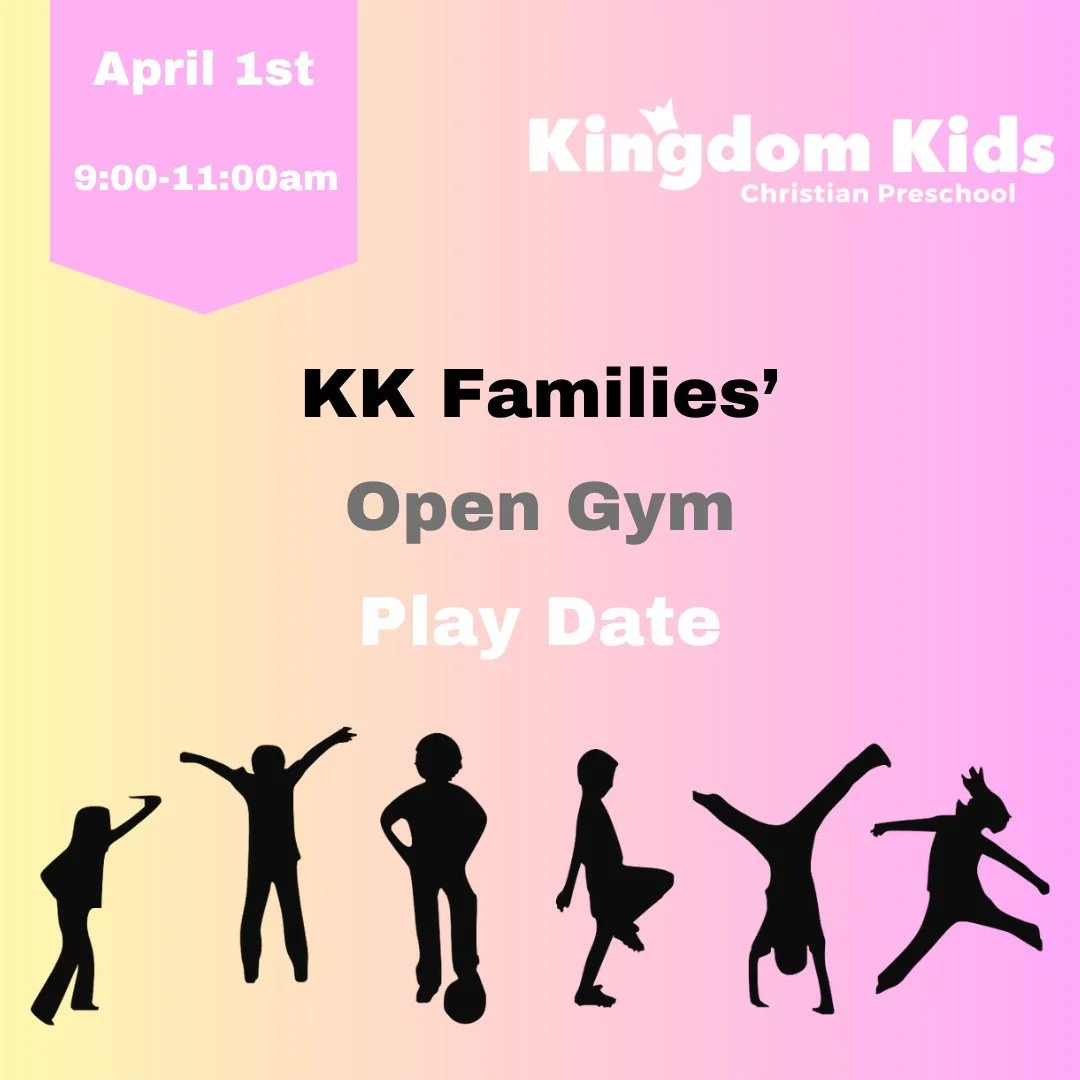 Join other KK families and some of our staff here at Kingdom Kids for open gym on Wednesday, April 1st, from 9:00-11:00am. We will have climbers, games, and large muscle movement activities available and The Coffee Shop will be open for drinks and tr
