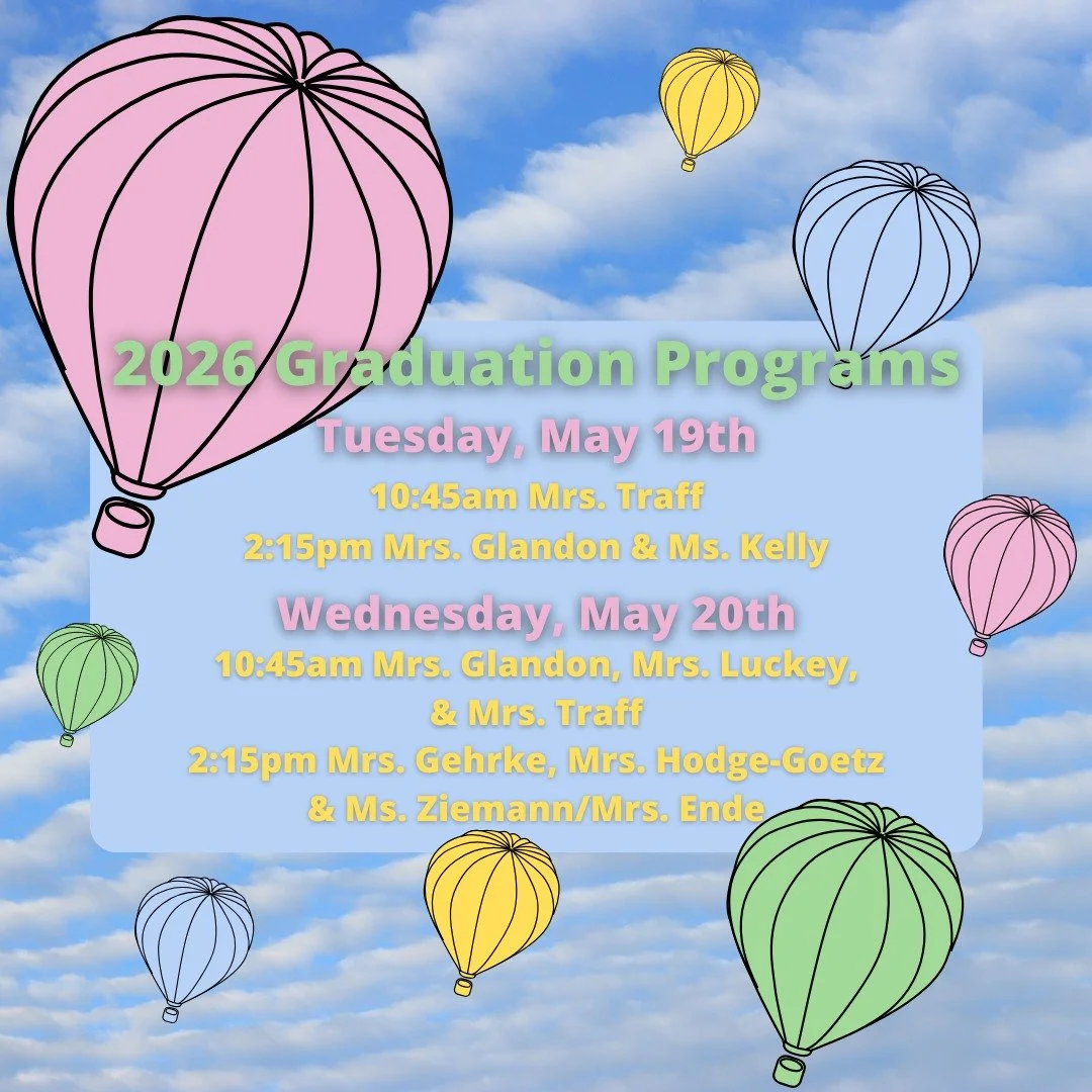 Families and friends of our 4s &amp; 5s graduates are invited to join us next week for a short graduation ceremony in our auditorium followed by a reception with treats and photo ops; ceremony and reception are typically completed within an hour. Gra
