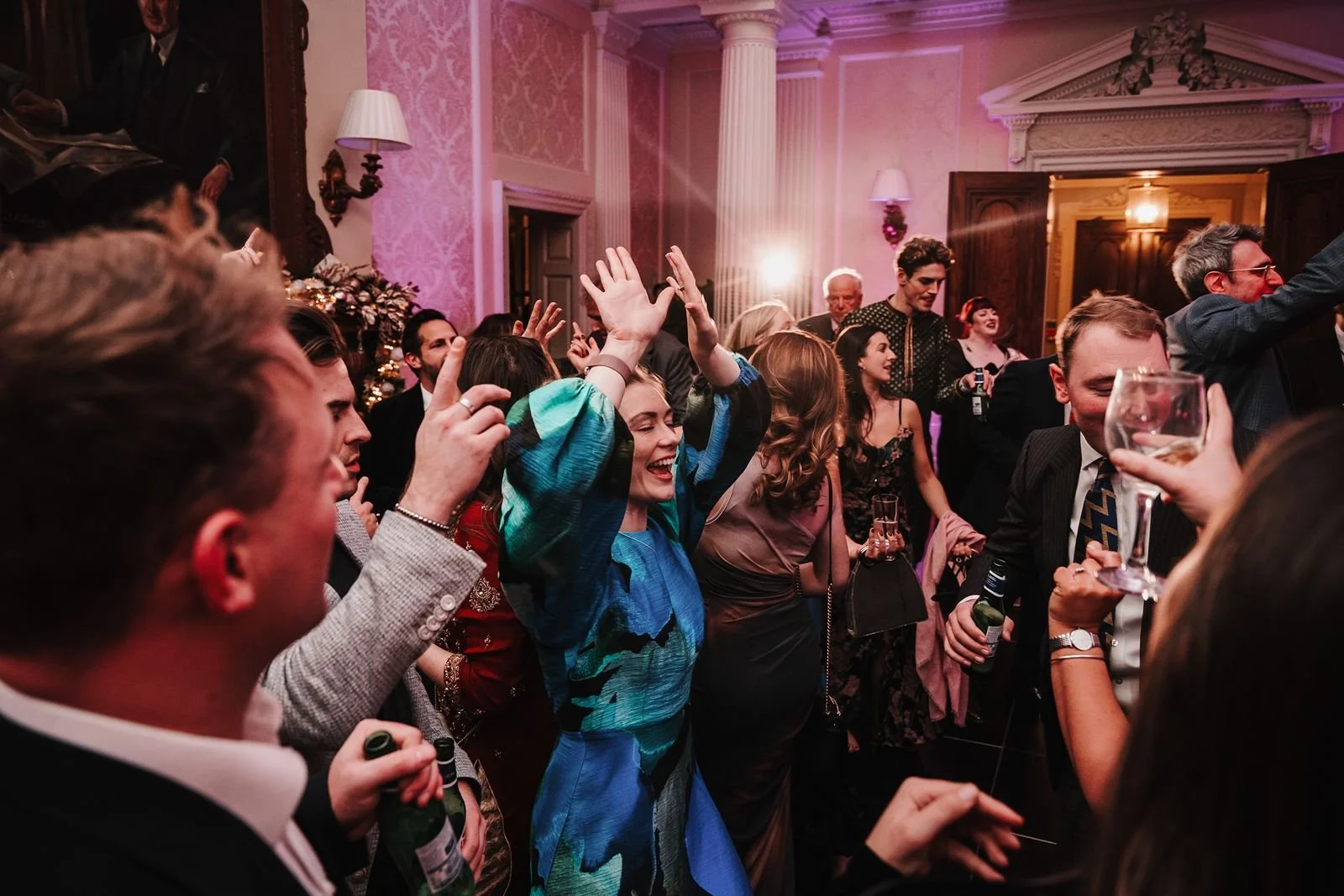 Wedding guests dance and have fun at Hedsor House wedding