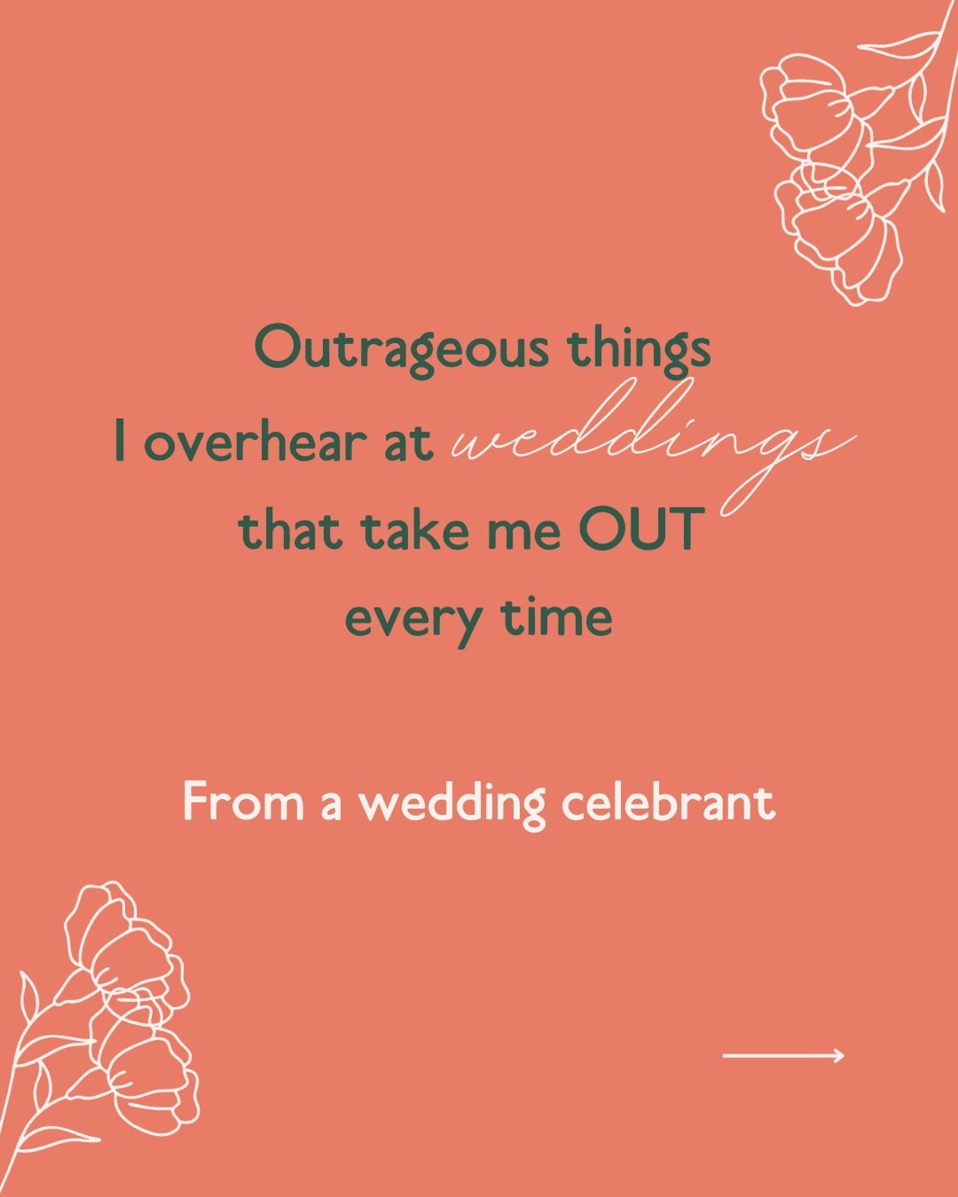 If you ever want to know some of the outrageous things people have said at weddings&hellip; just ask a celebrant 🤣

I hear everything - the chaos, the sweetness, the unfiltered kid quotes, the beautiful emotional bits and the absolute ICONIC one-lin