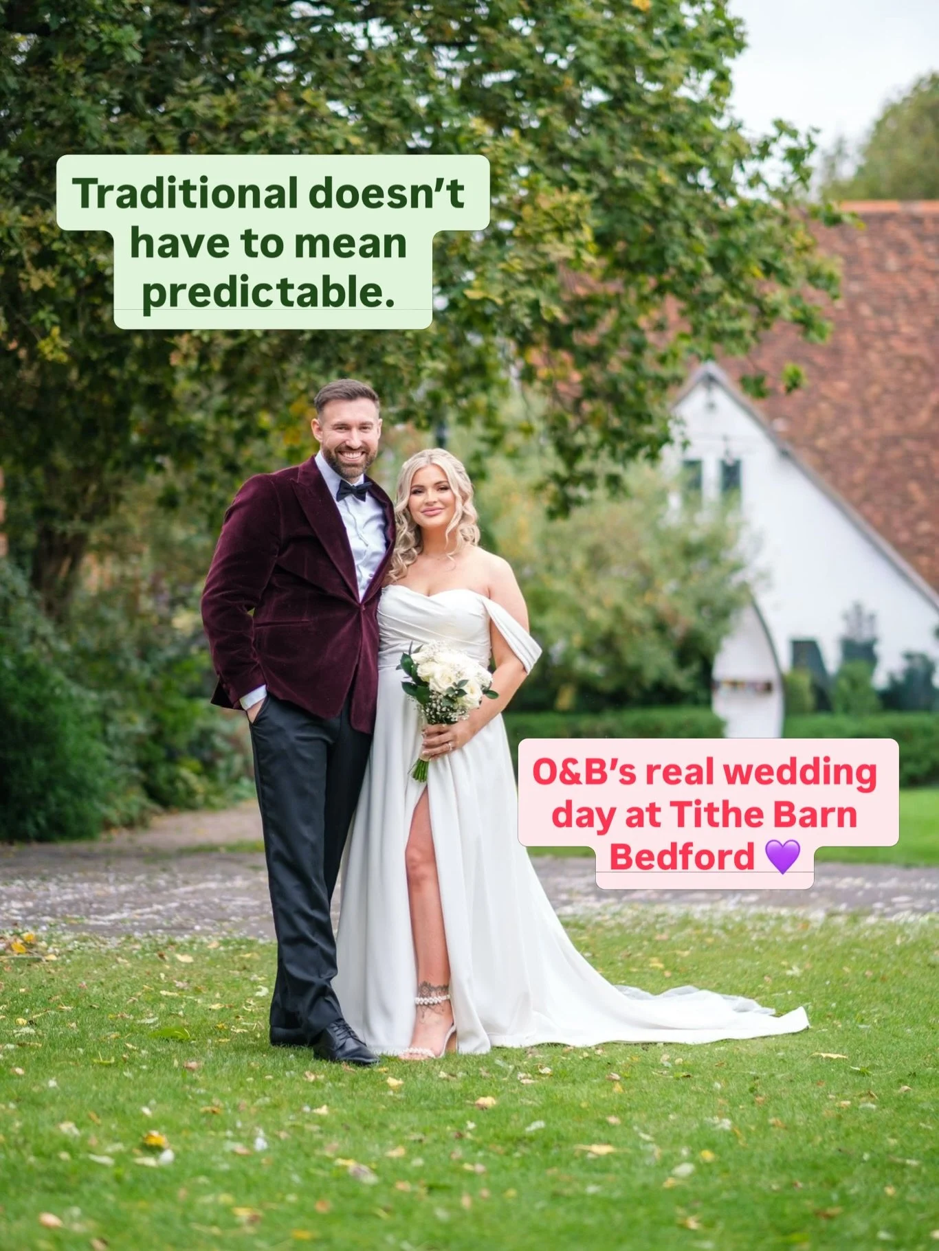 O&amp;B&rsquo;s wedding day at the gorgeous @thetithebarnbedford was traditional, but not predictable or boring. 

They chose a classic ceremony structure, but every part of it was intentional.

Including the moment when we discovered that even Ollie