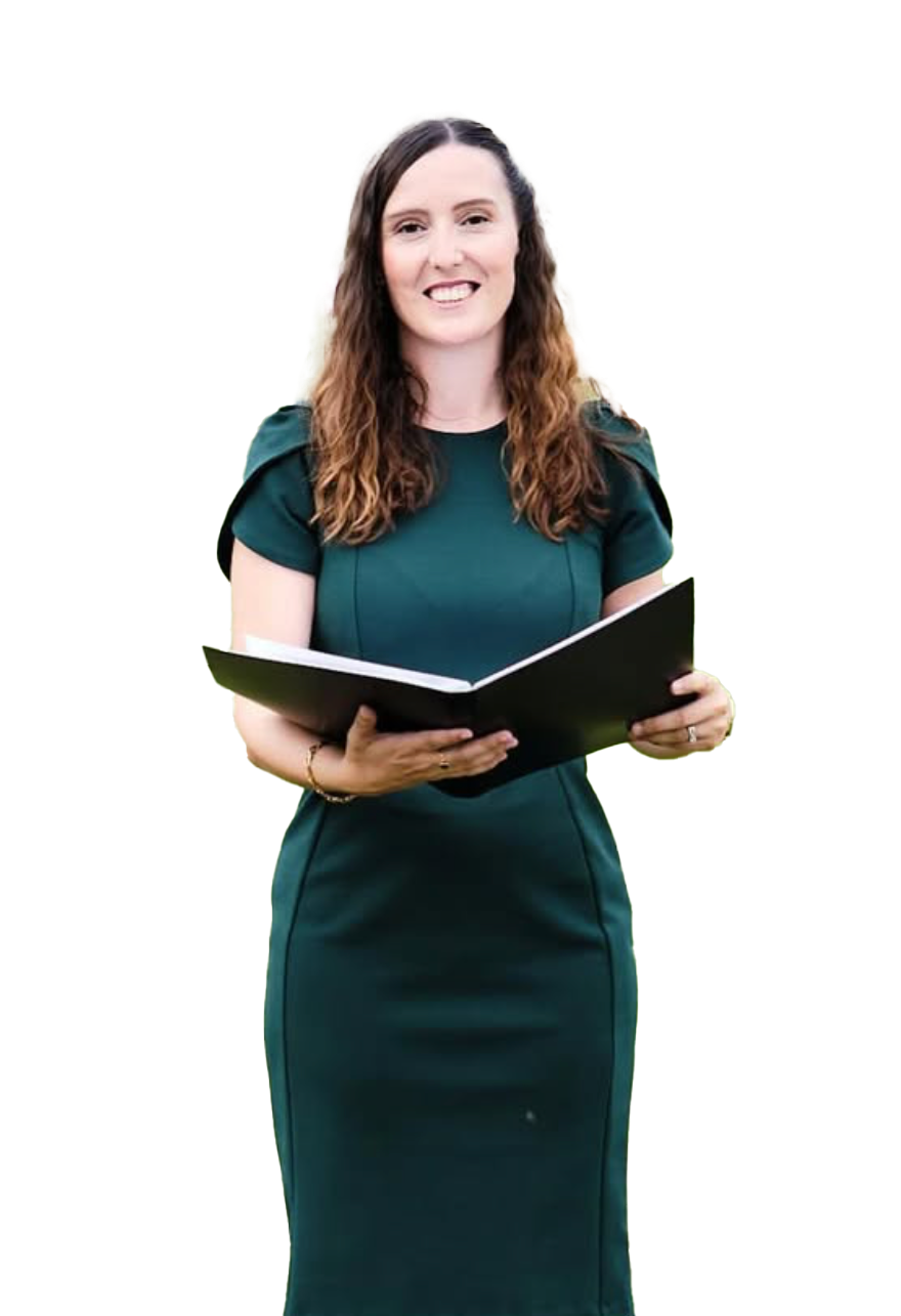Milton Keynes Wedding celebrant holding ceremony folder