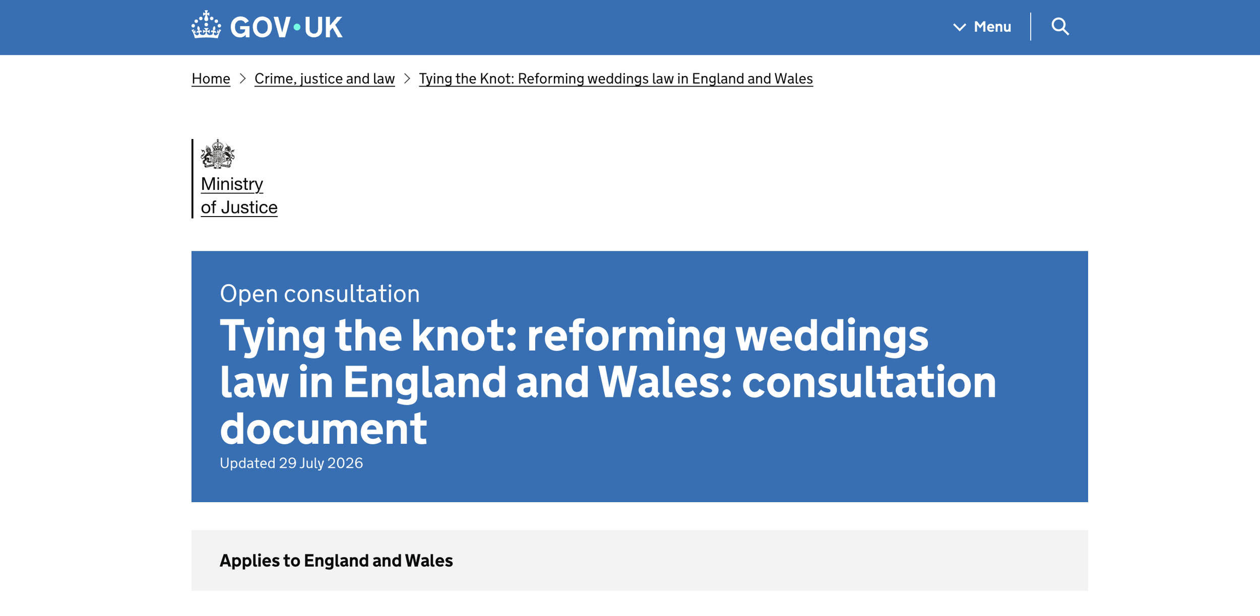 Image from webpage of government marriage law reform 2026