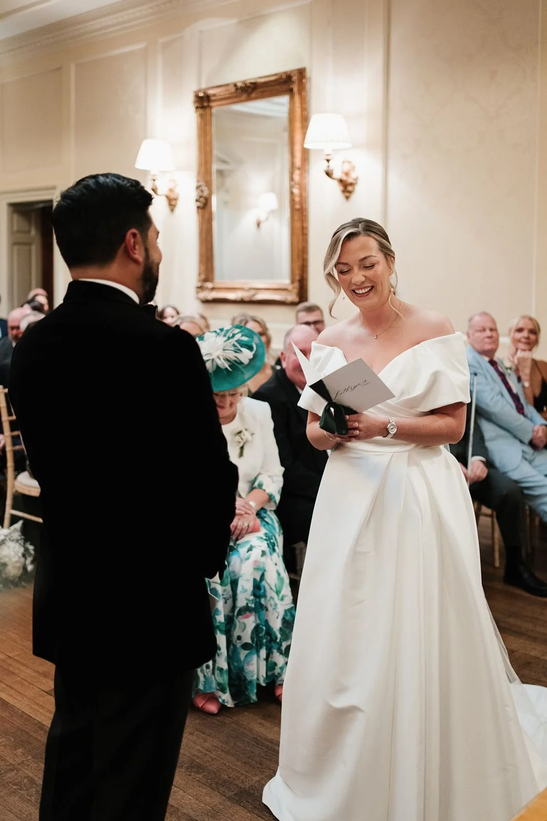Bride smiling delivering her personal vows
