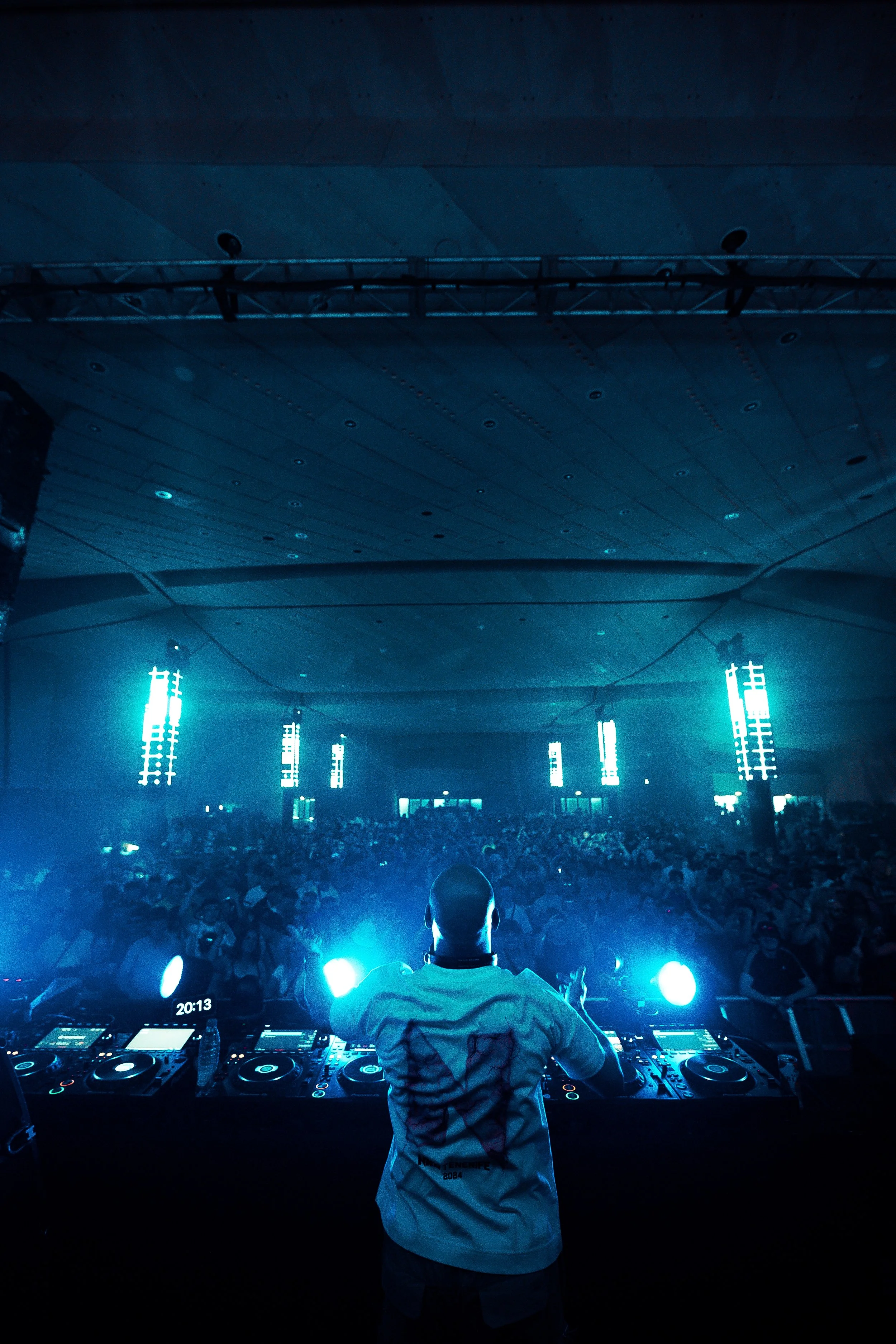  blue stage lighting and LED effects