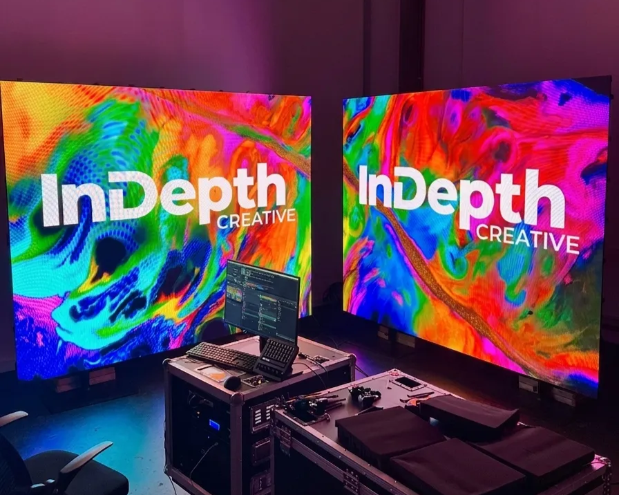 Two independent 3m x 2m LED video walls during technical setup