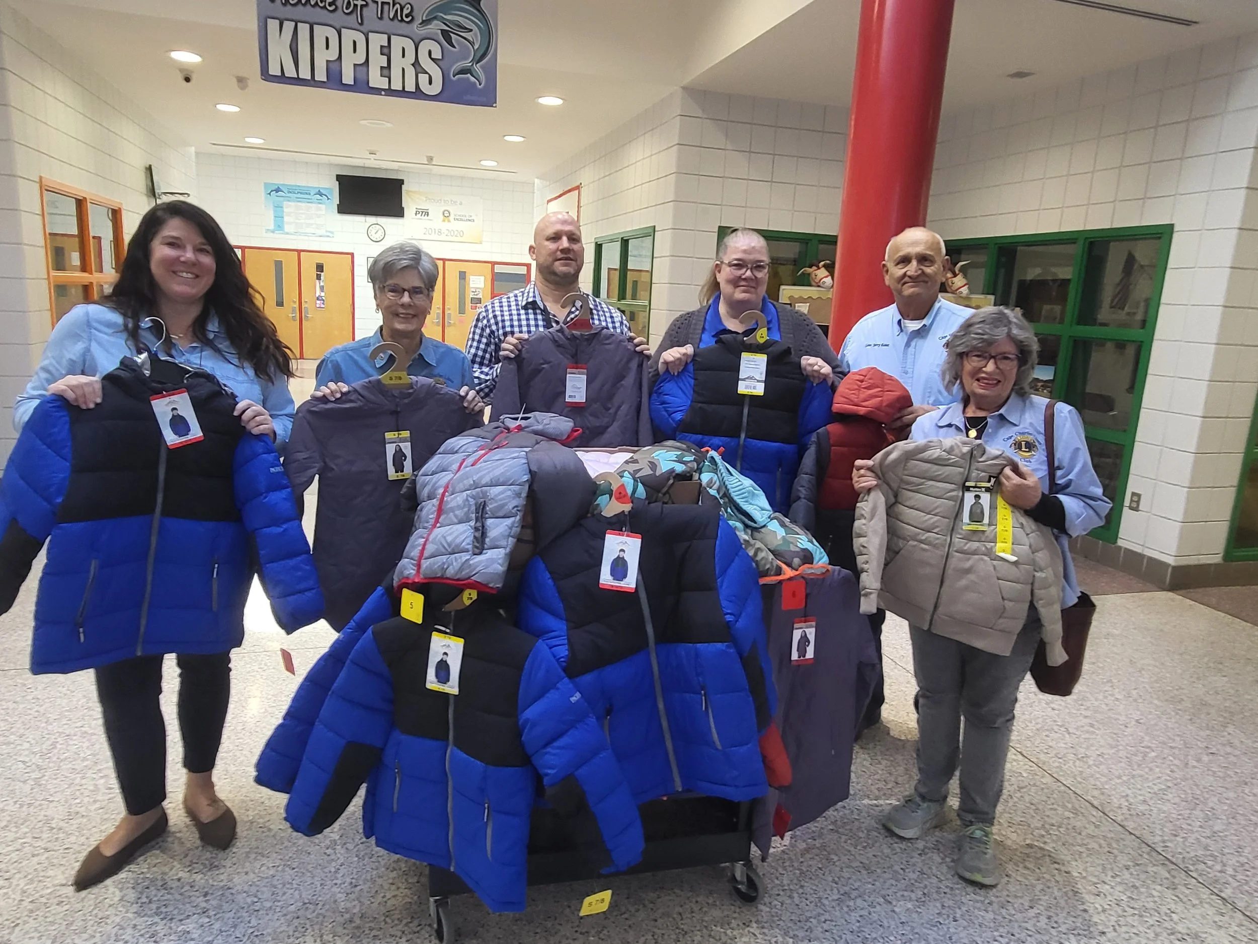 The Lions gave 21 winter coats to the “closet” at Kiptopeke Elementary School, December, 2025.