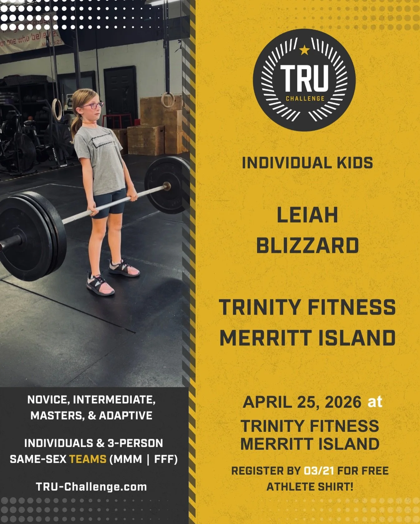 🏋🏼&zwj;♀️ Tru Challenge Announcement!!! Indy Kids welcomes :: Leiah Blizzard! She&rsquo;s ready to bring the heat 💪🏻 let&rsquo;s goooo!