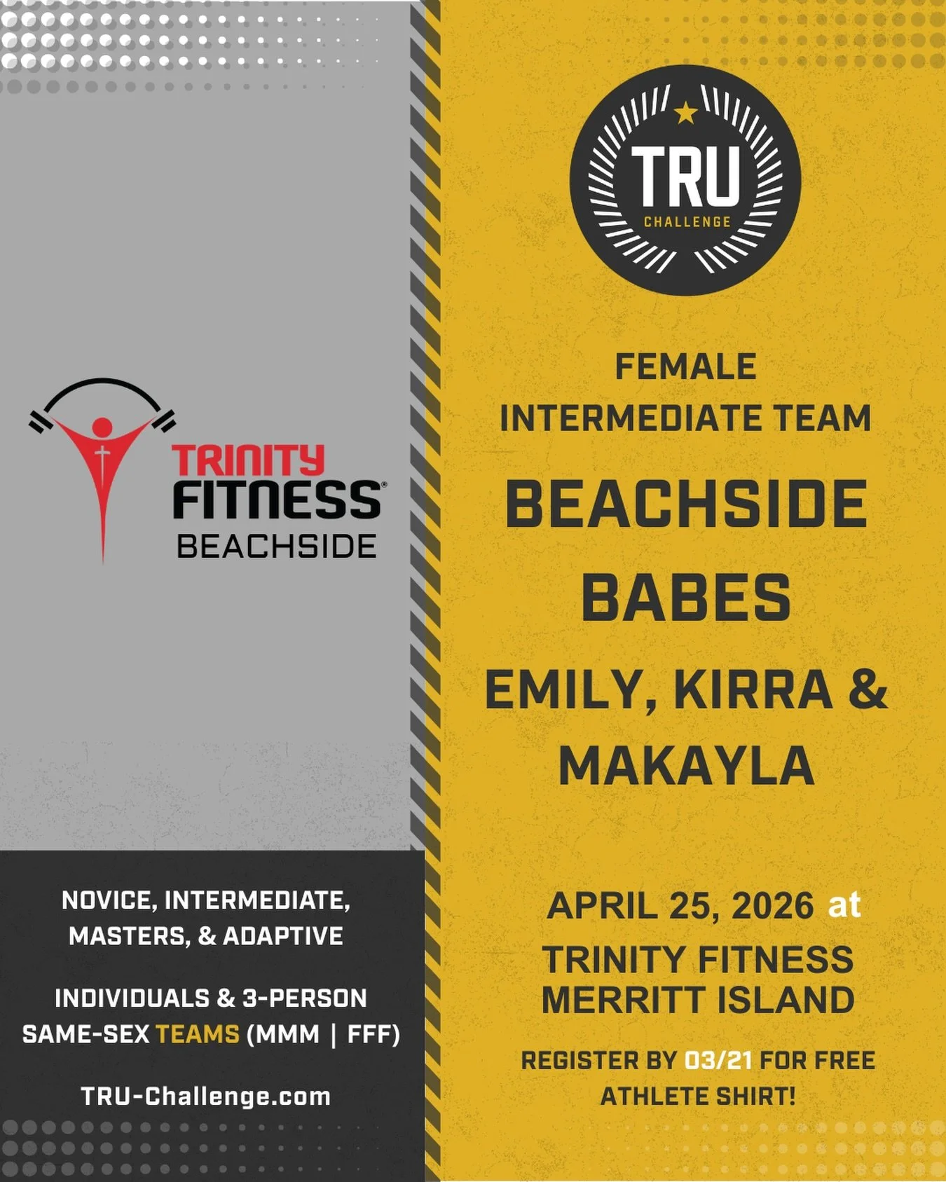 FEMALE INTERMEDIATE TEAM CONFIRMED! :: Beachside Babes - Emily, Kara &amp; Makayla are riding the wave over from @trinityfitness_beachside 🌊 @thetruchallenge